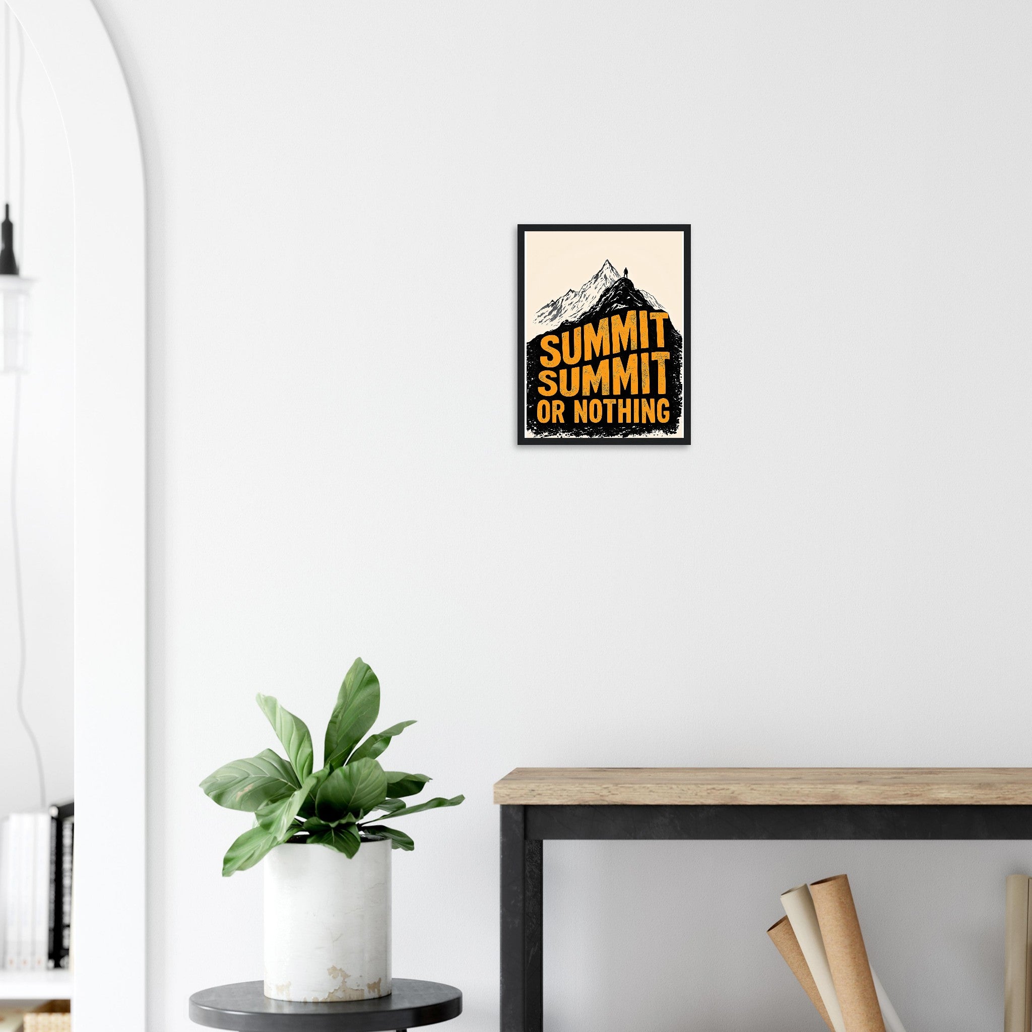 Gorpcore Mountain Summit Framed Print Wall Art Ready to Hang UK Framed Art Print — detail view | Wild Thread Co