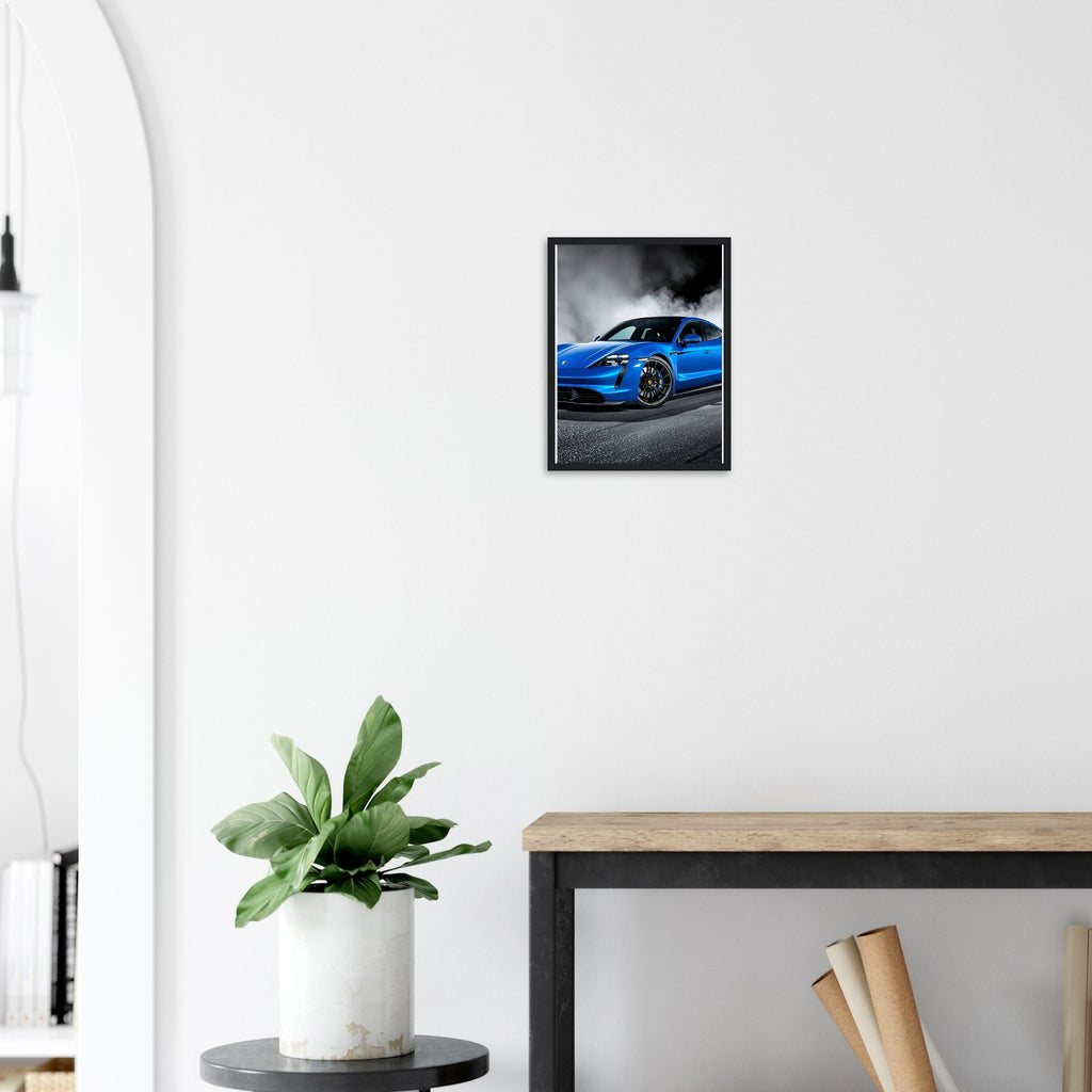Porsche Taycan Turbo S Framed Art Print — detail view | Wild Thread Co