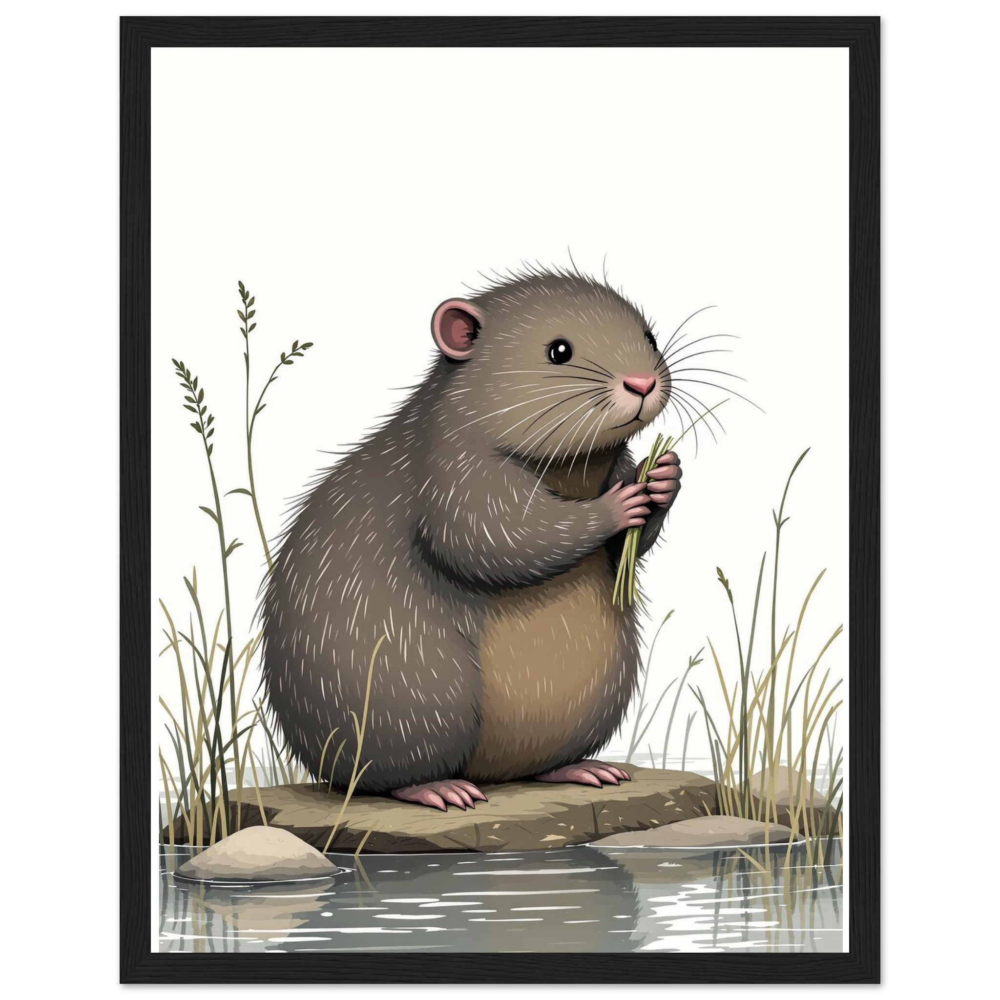 Water Vole Ratty Riverbank Framed Print Wall Art Ready to Hang UK — Framed Art Print | Wild Thread Co UK