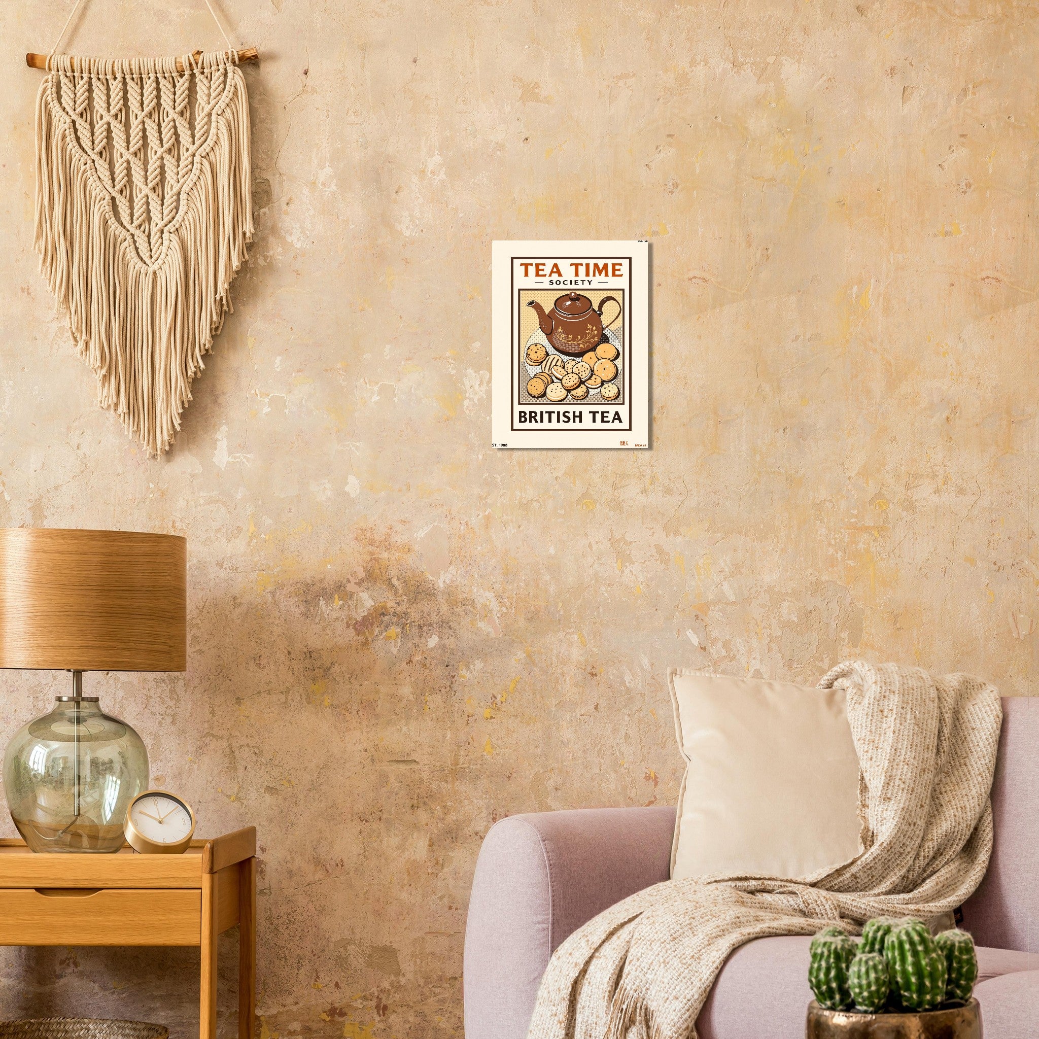 Tea Time Vintage Travel Poster Art Print — detail view | Wild Thread Co
