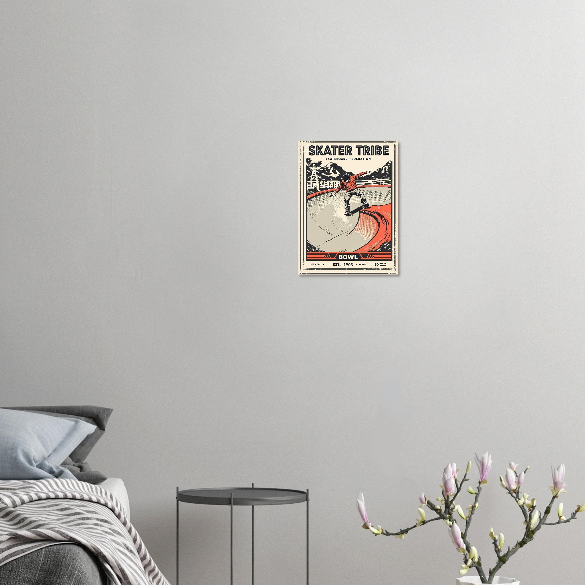 Skater Tribe Vintage Travel Poster Art Print — detail view | Wild Thread Co