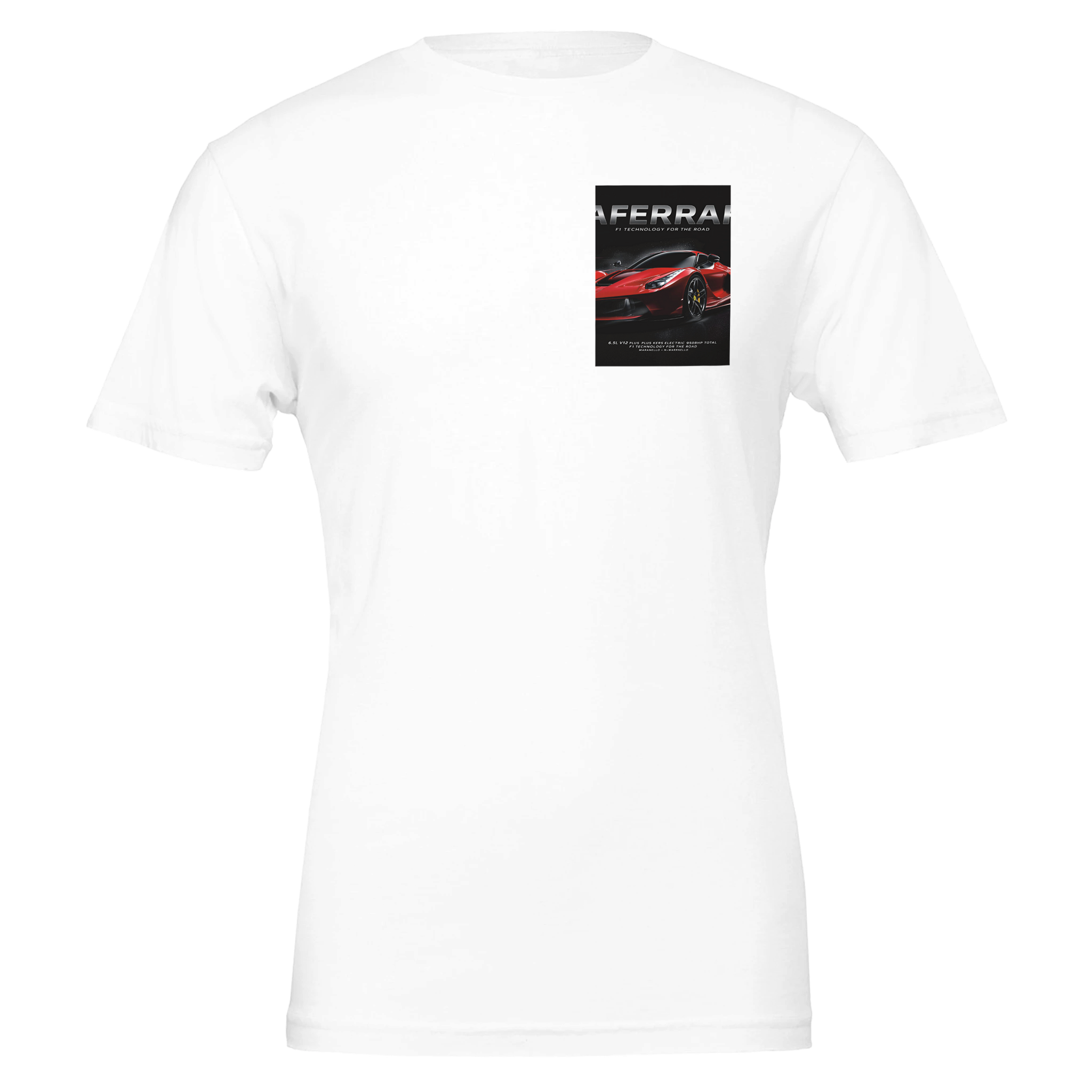 Ferrari Laferrari Hybrid Hypercar Red T-Shirt — detail view | Wild Thread Co