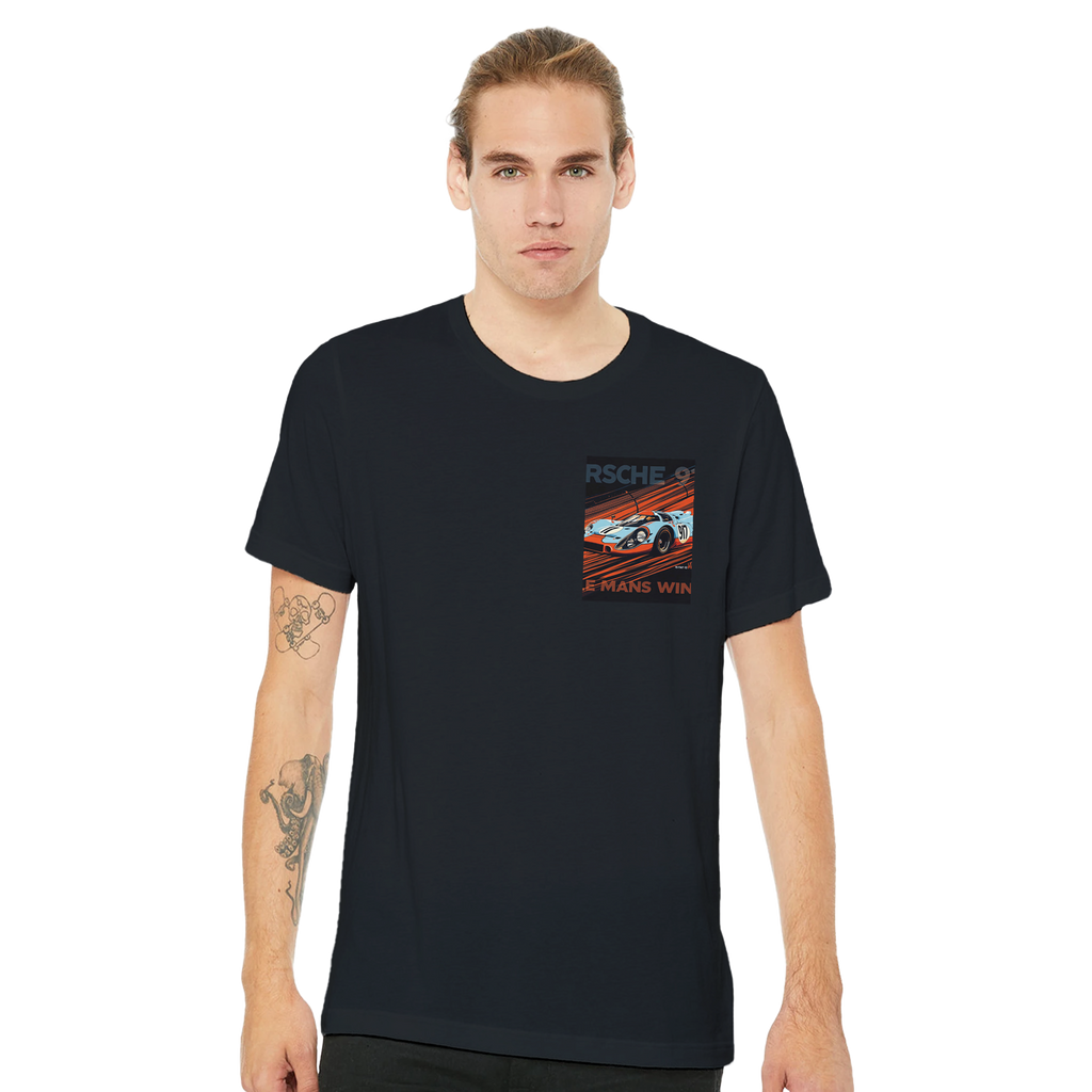 Porsche 917 Gulf Le Mans 1970 T-Shirt — detail view | Wild Thread Co