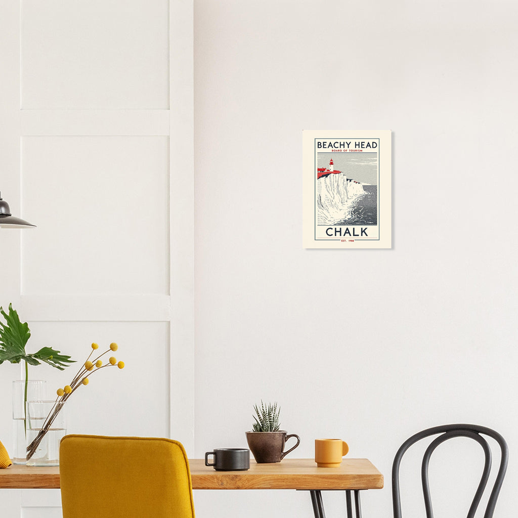 Beachy Head Vintage Travel Poster Art Print — detail view | Wild Thread Co