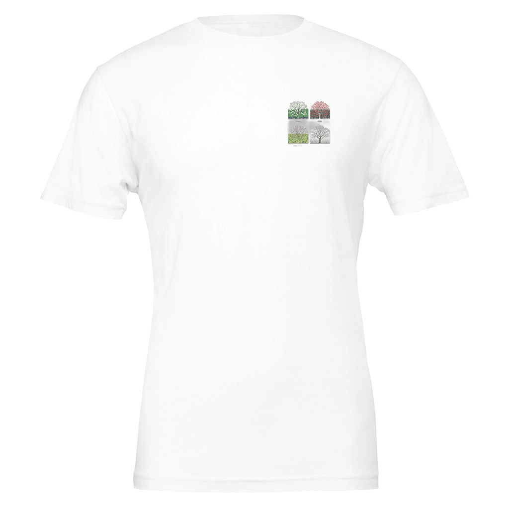 Hedgerow Four Seasons Panels T-Shirt — detail view | Wild Thread Co