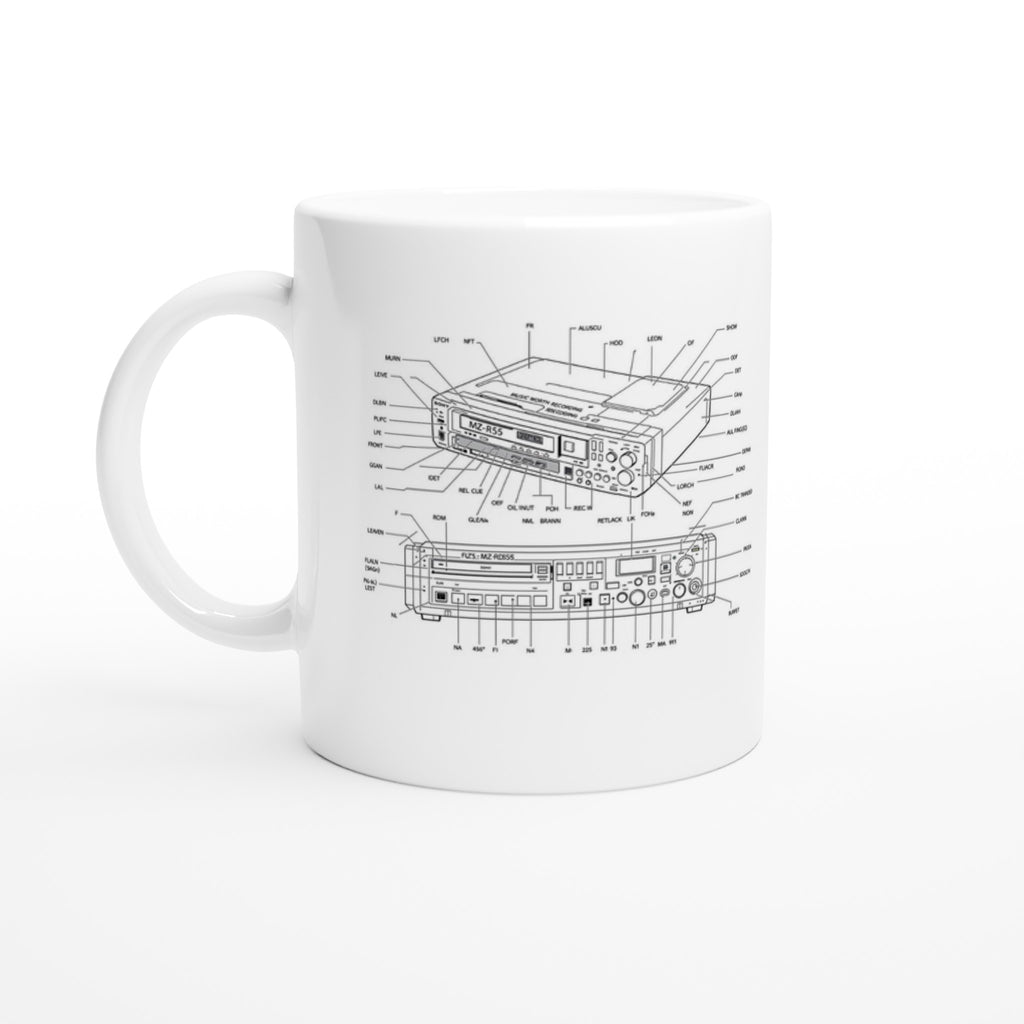 Minidisc Player Technical Illustration — Mug | Wild Thread Co UK