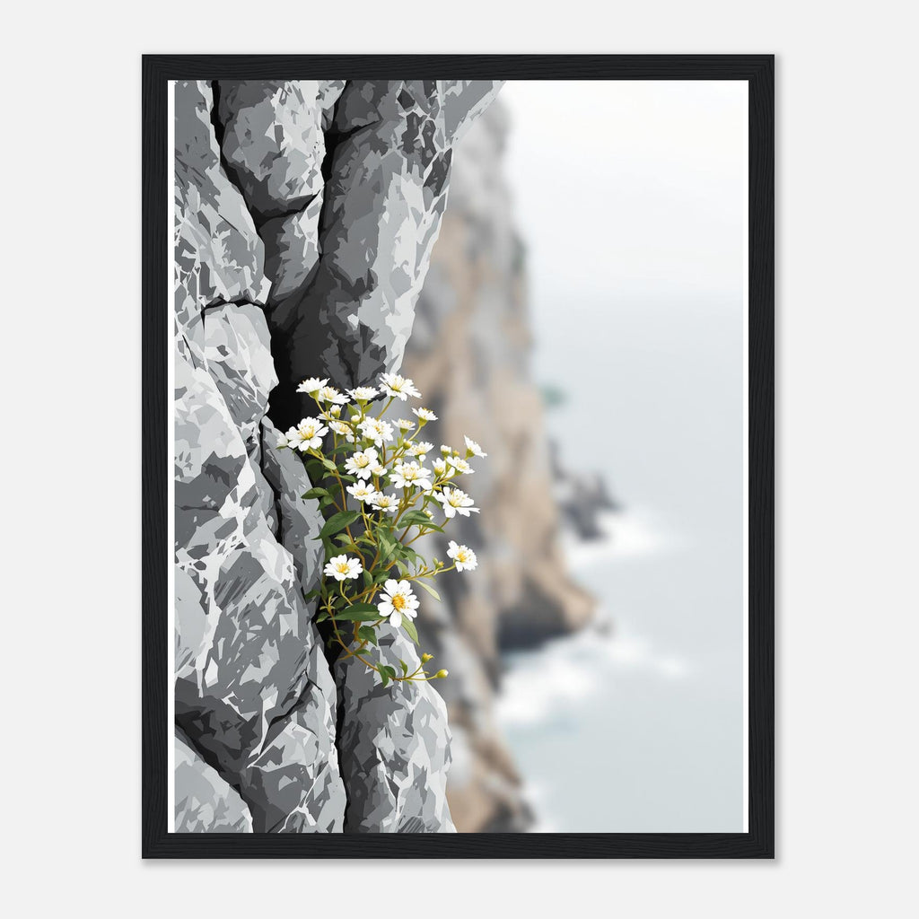 Sea Campion Cliff Crack Granite Framed Art Print — detail view | Wild Thread Co
