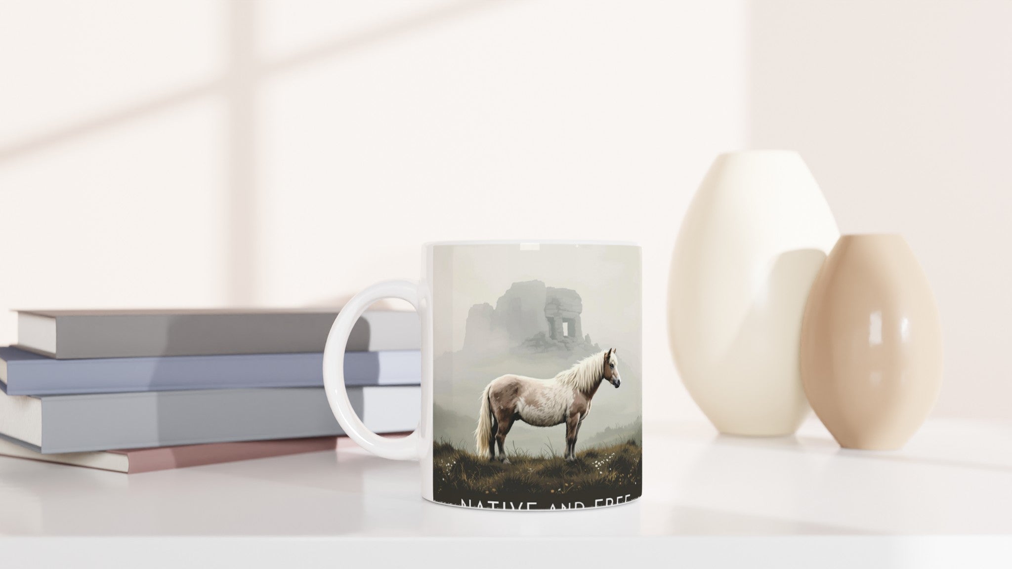 Dartmoor Wild Pony Mist Mug — detail view | Wild Thread Co