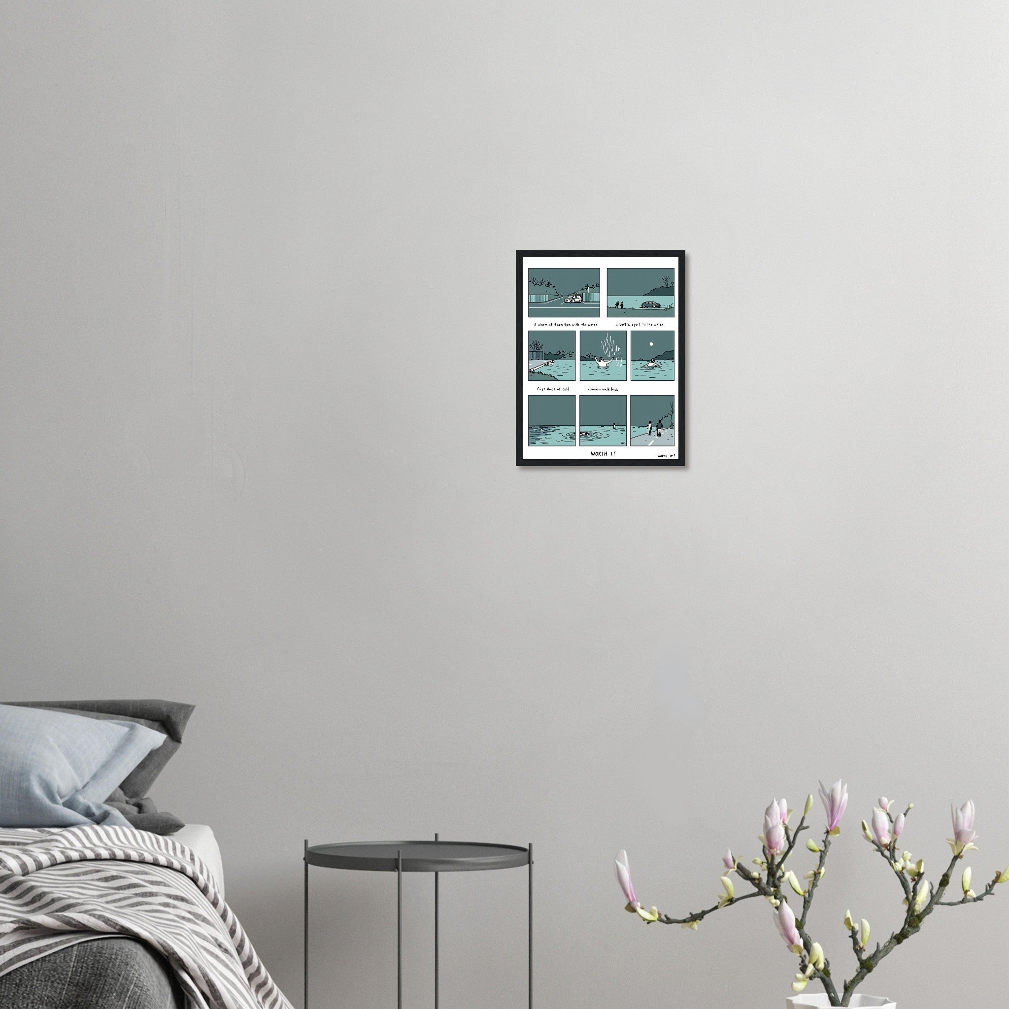 Gorpcore Wild Swimming Morning Ritual Framed Print Wall Art Ready to — Framed Art Print | Wild Thread Co UK