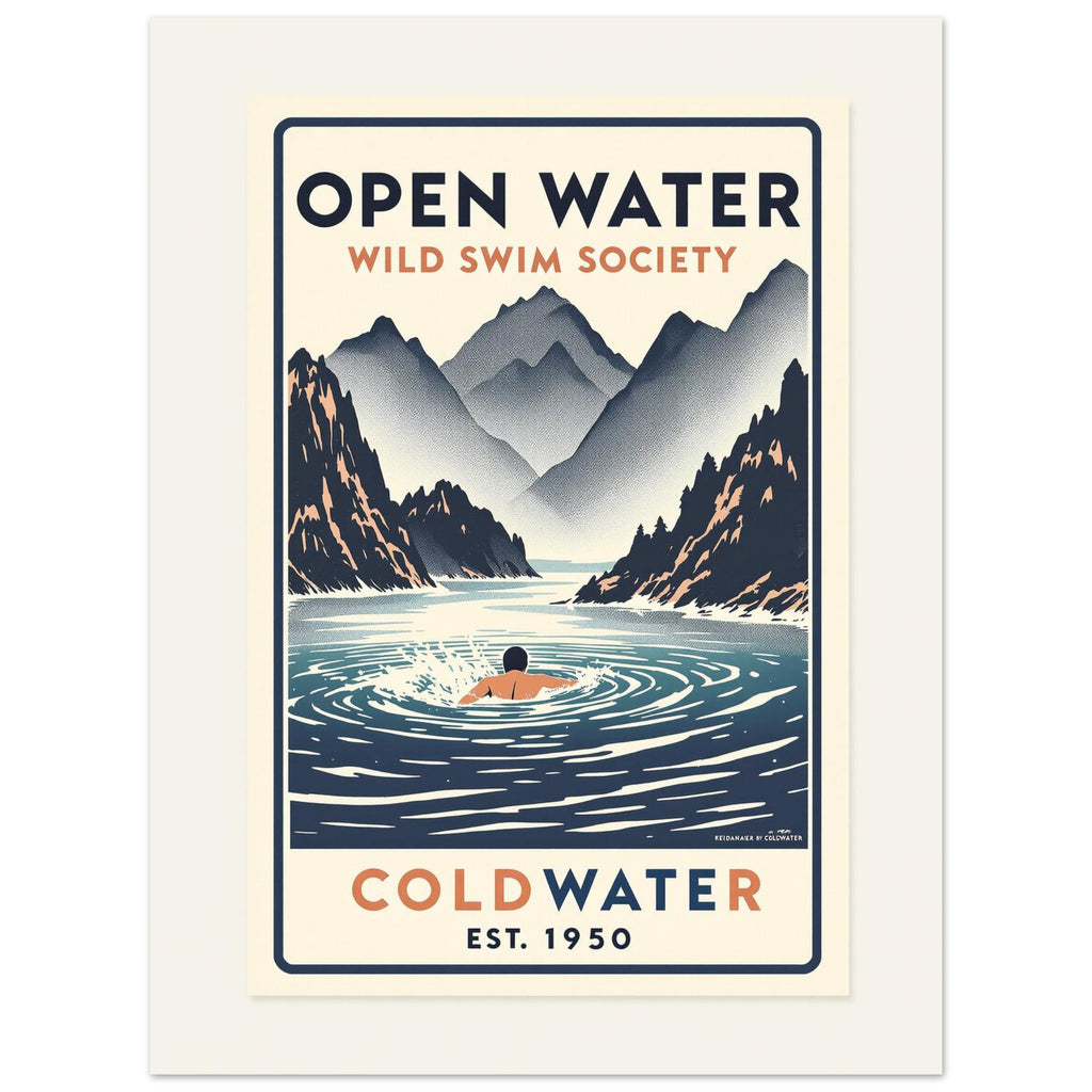 Open Water Vintage Travel Poster Art Print — detail view | Wild Thread Co