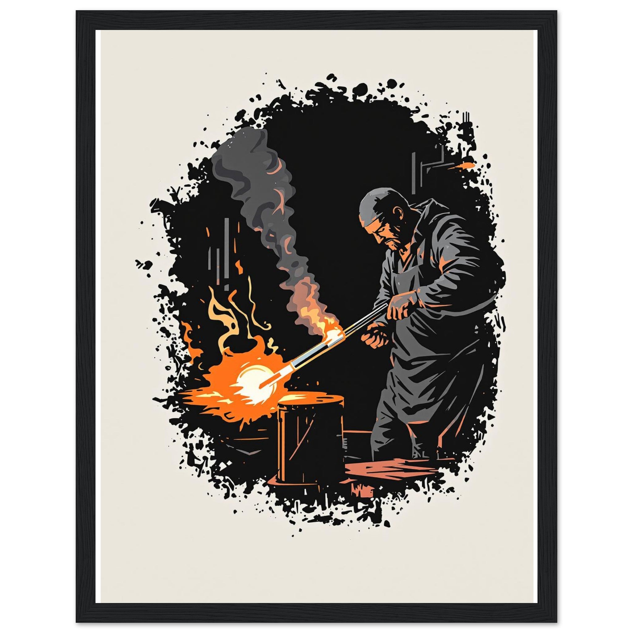 Glass Blower Craft Workshop Framed Print Wall Art Ready to Hang UK — Framed Art Print | Wild Thread Co