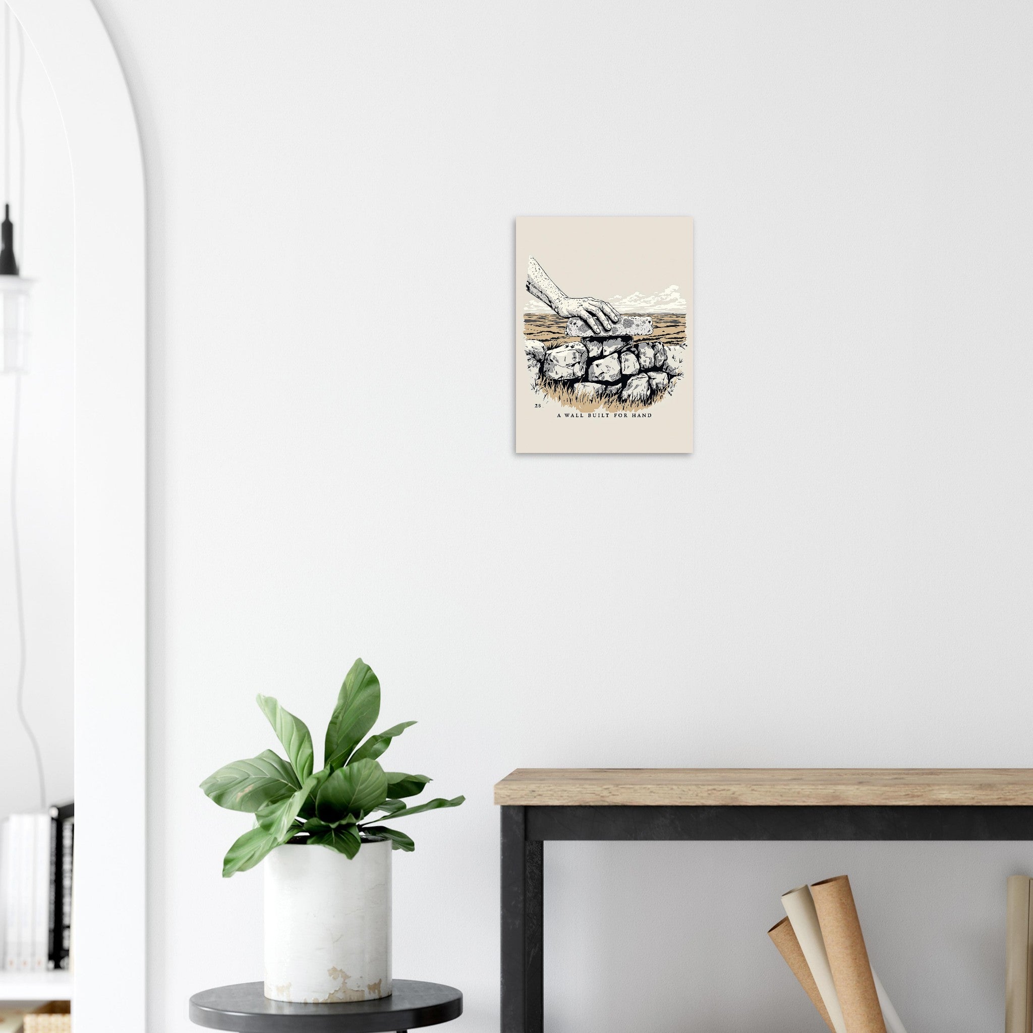 Dry Stone Wall Hand-Placed Coping Stone Art A1 UK Art Print Art Print — detail view | Wild Thread Co