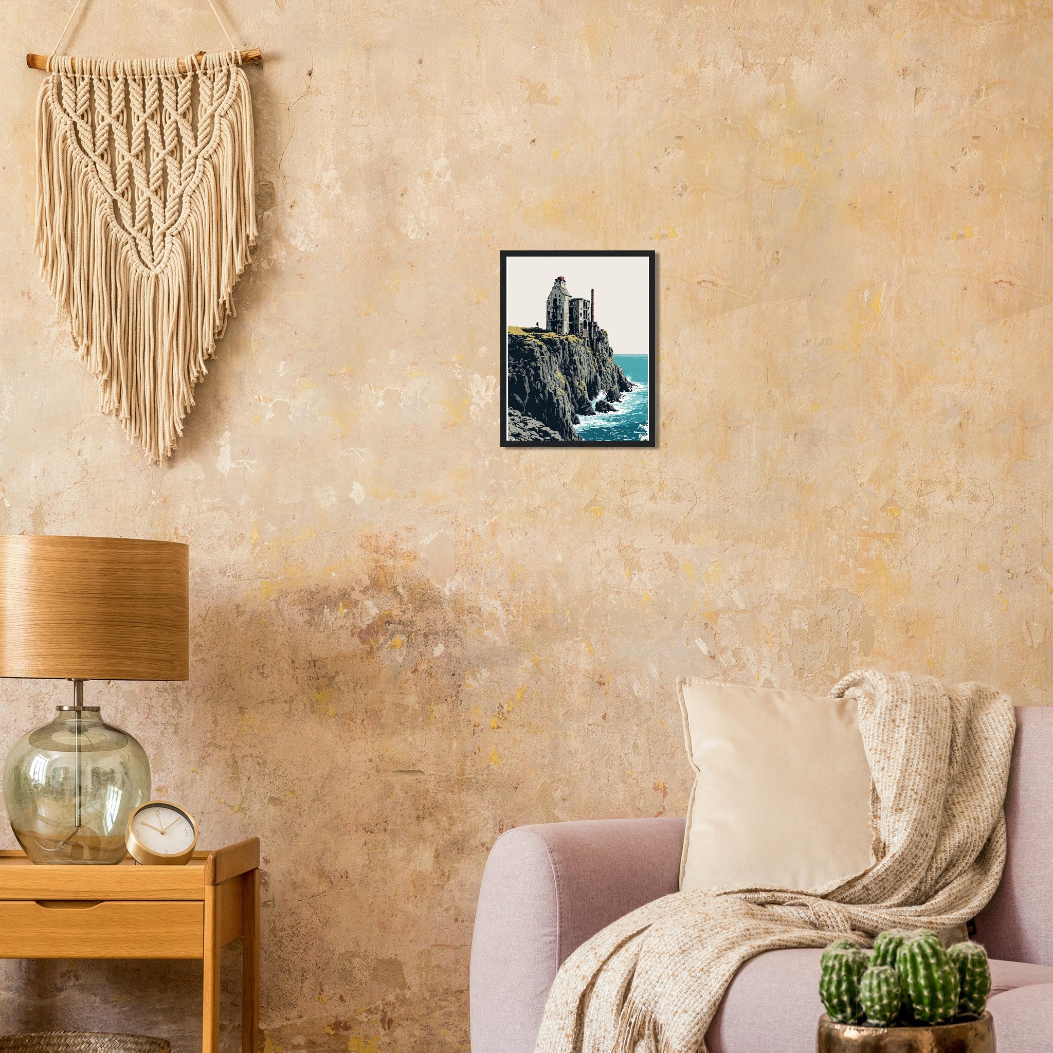Cornish Tin Mine Cliff Framed Art Print — detail view | Wild Thread Co