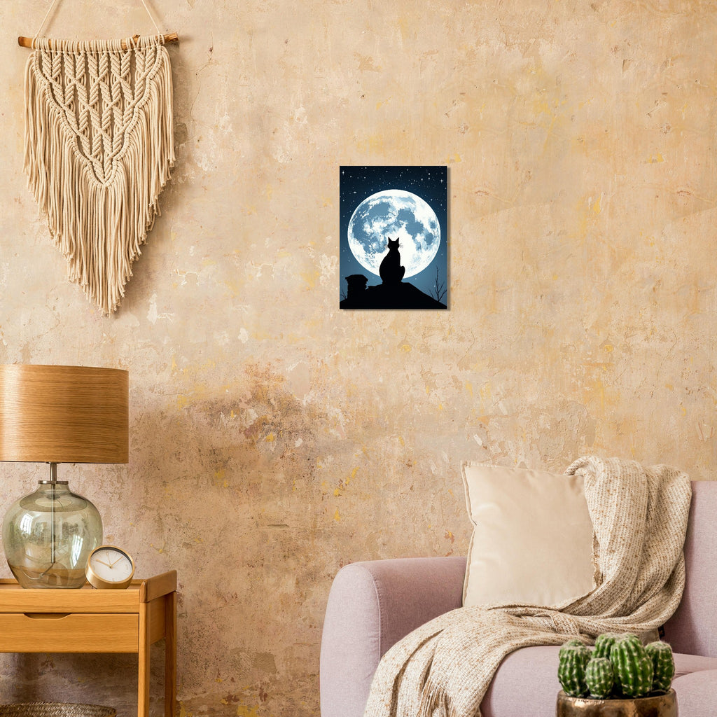 Black Cat Moonlight Art Print Art Print — detail view | Wild Thread Co