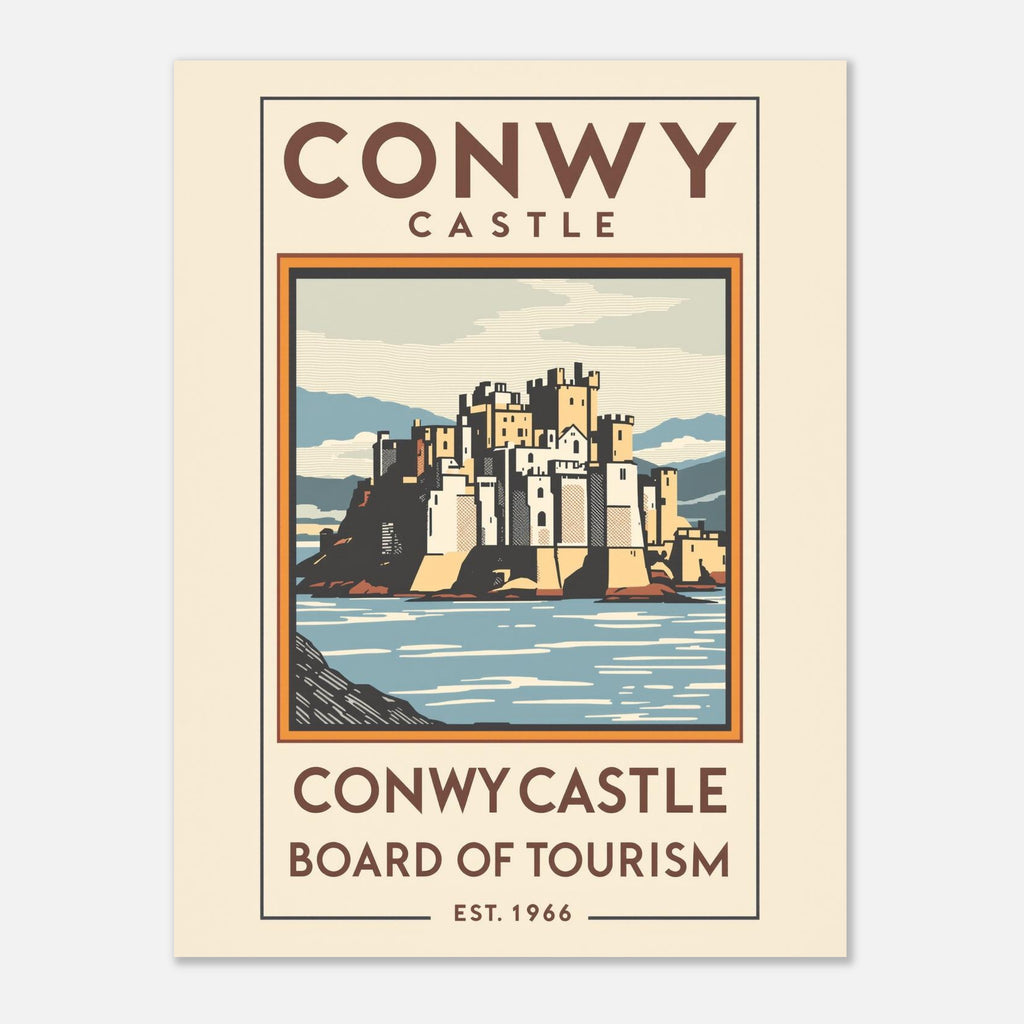 Conwy Castle Vintage Travel Poster Art Print — detail view | Wild Thread Co