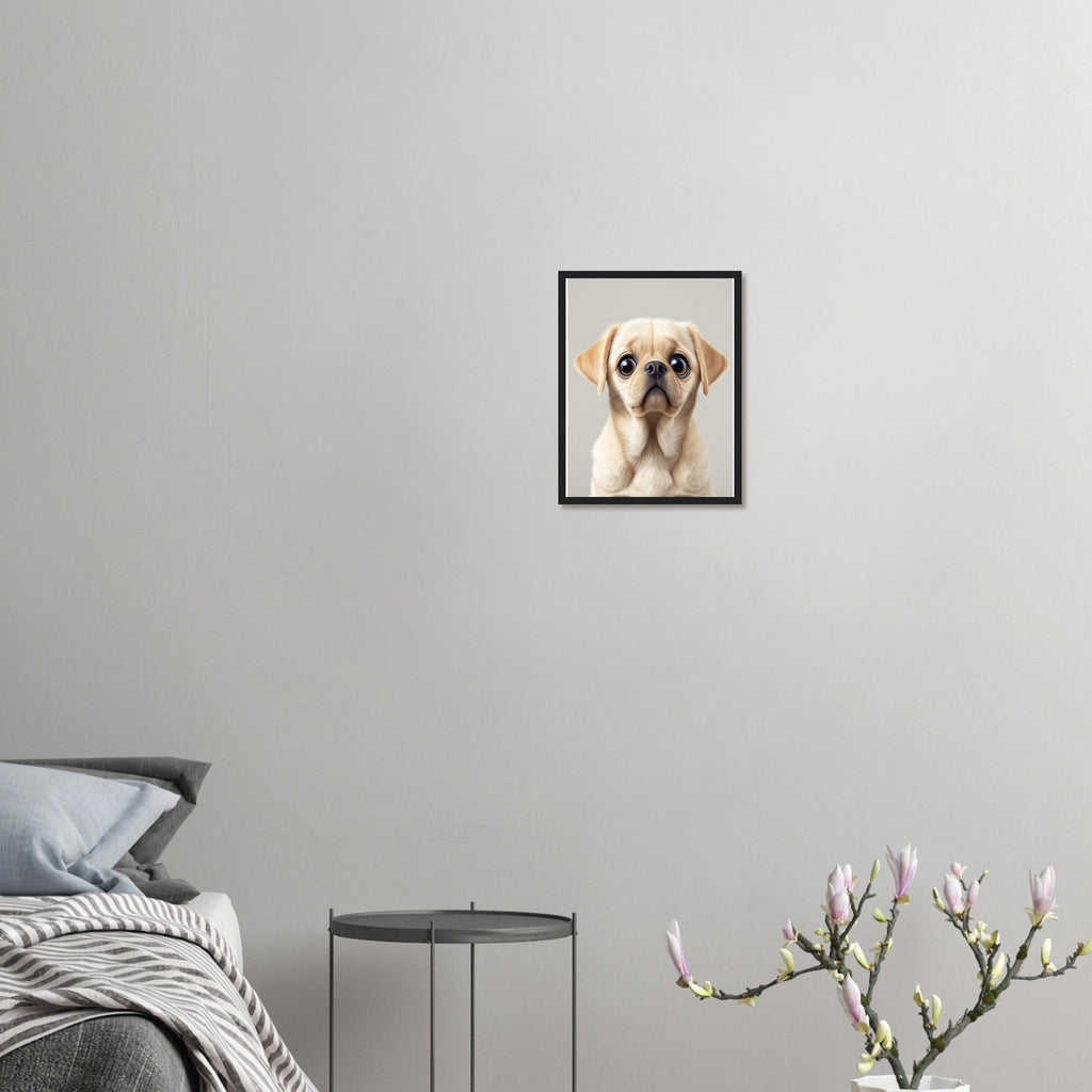 Labrador Puppy Eyes Framed Print Wall Art Ready to Hang UK Framed Art Print — detail view | Wild Thread Co