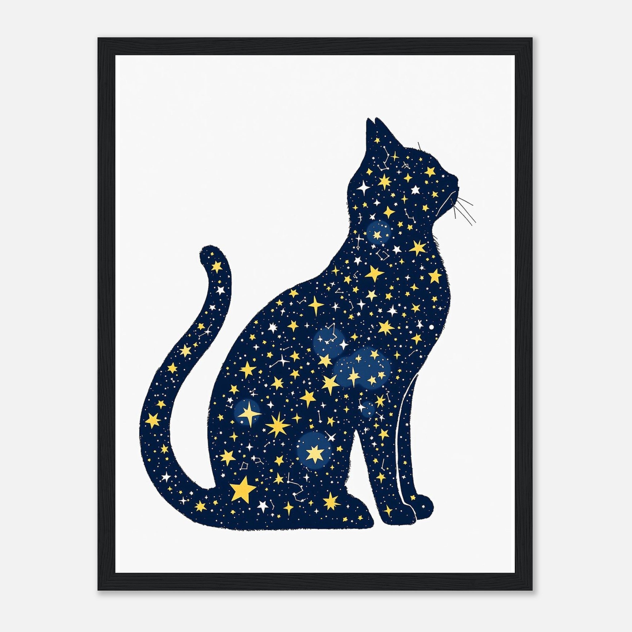 Cat Constellation Art Framed Print Wall Art Ready to Hang UK Framed Art Print — detail view | Wild Thread Co