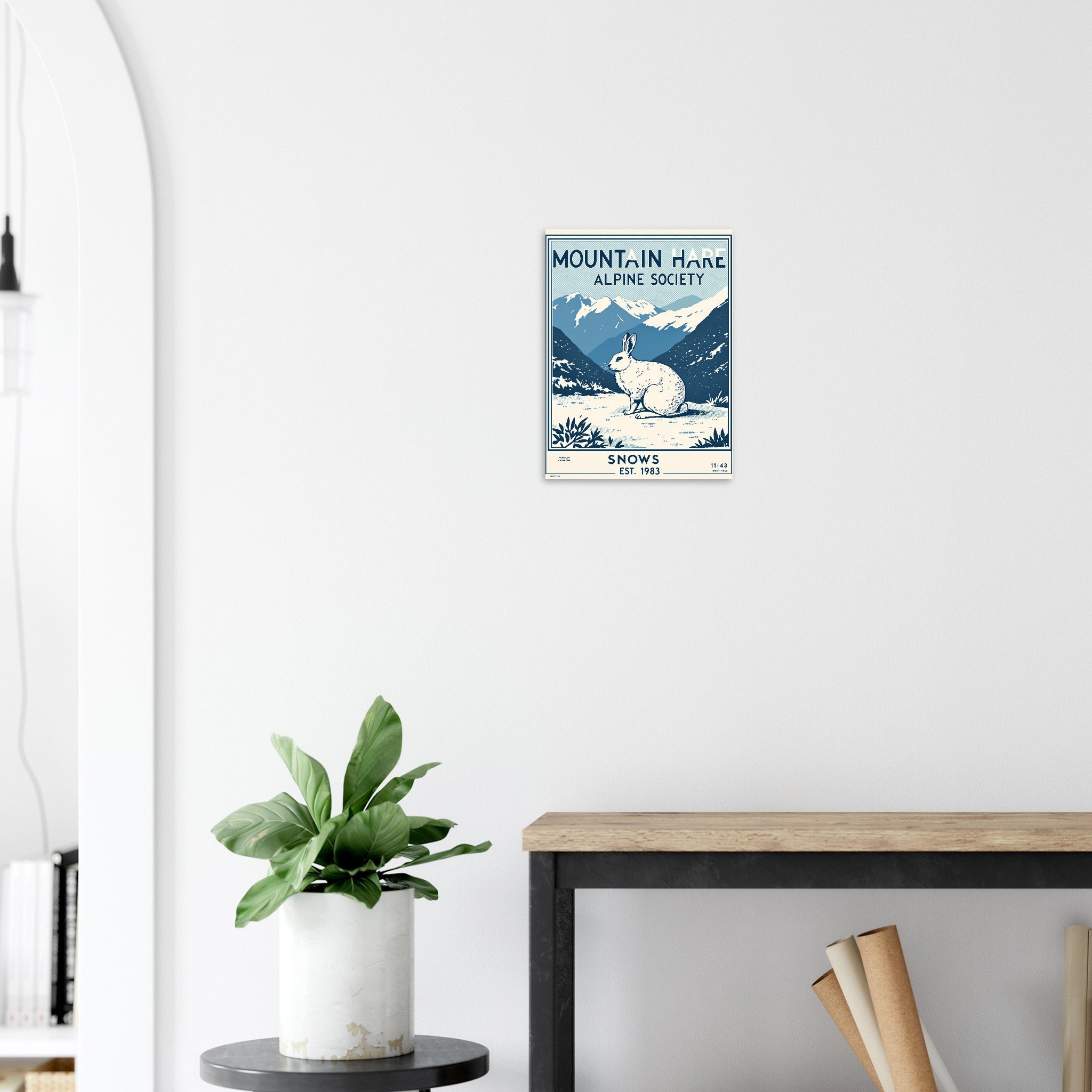 Mountain Hare Vintage Travel Poster Art Print — detail view | Wild Thread Co