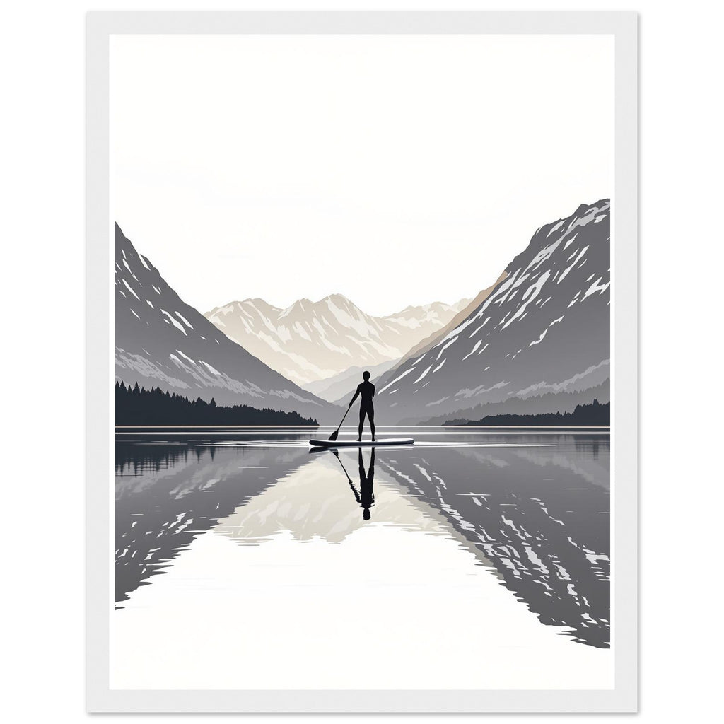 Canal Paddleboard Loch Reflection Dawn Framed Print — Framed Art Print | Wild Thread Co