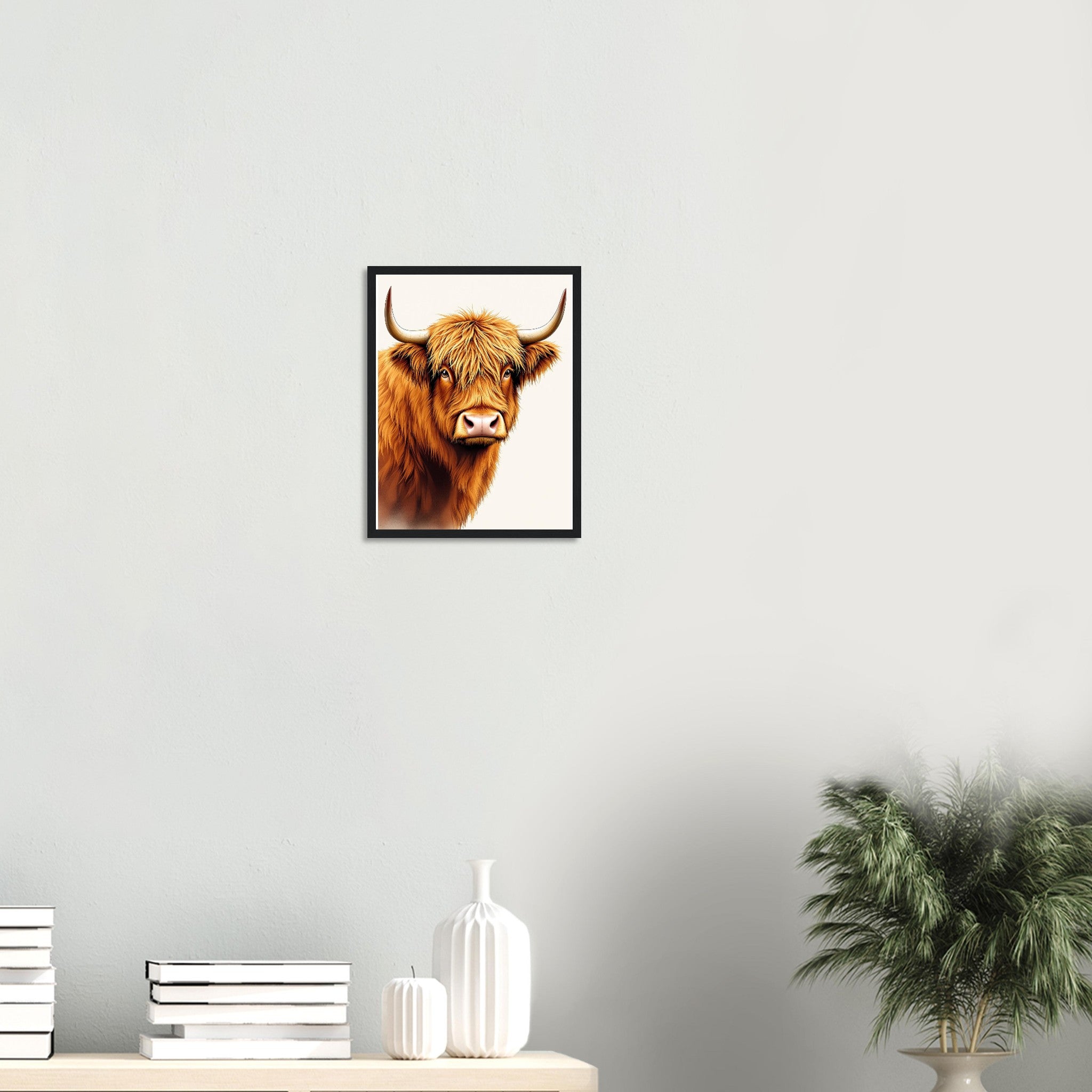 Highland Cattle Portrait Framed Print Wall Art Ready to Hang UK Framed Art Print — detail view | Wild Thread Co