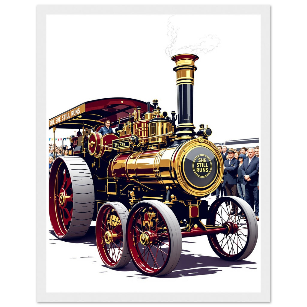 Steam Traction Engine Rally Framed Art Print — detail view | Wild Thread Co