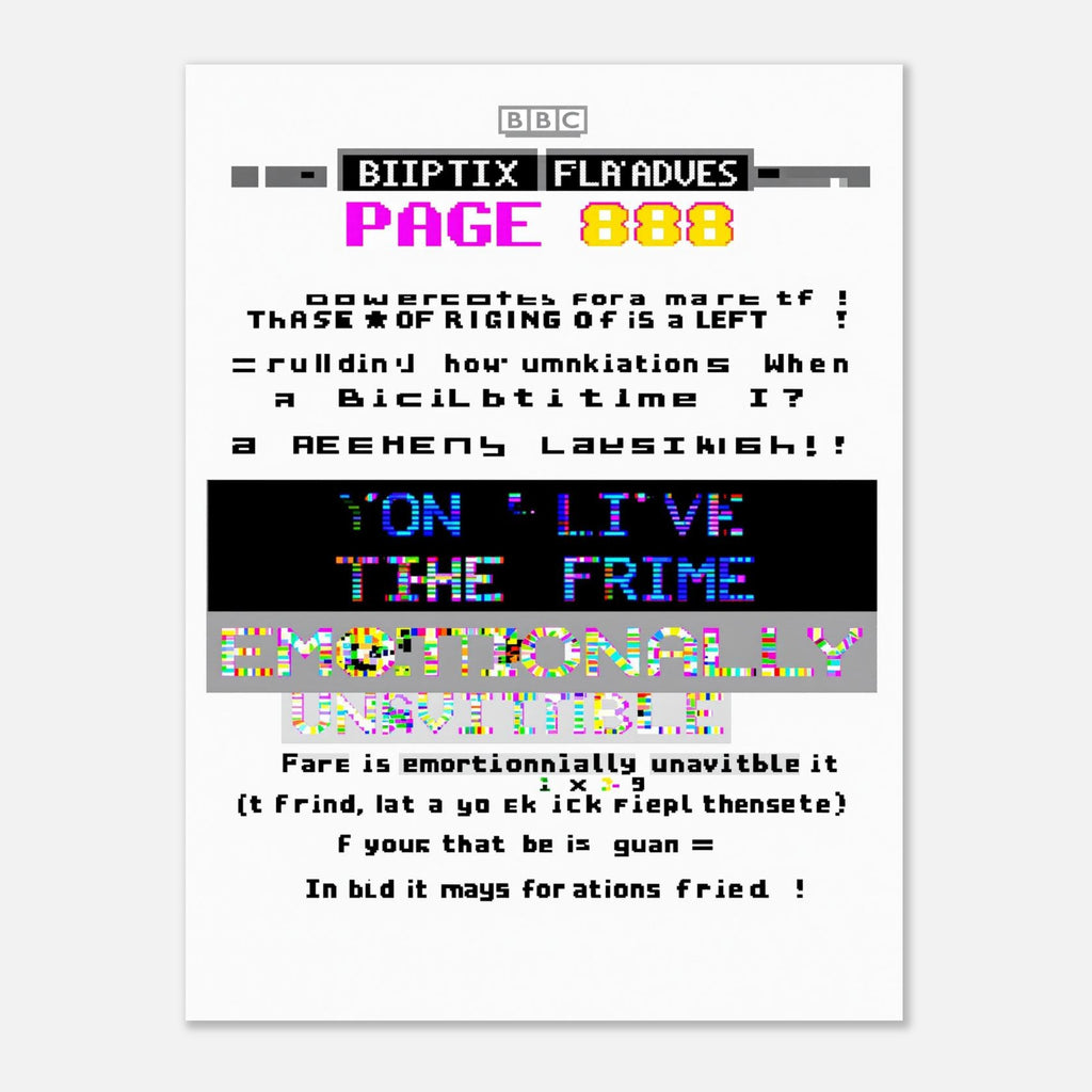 Y2k Ceefax Teletext Bbc Nostalgia Art Print Art Print — detail view | Wild Thread Co