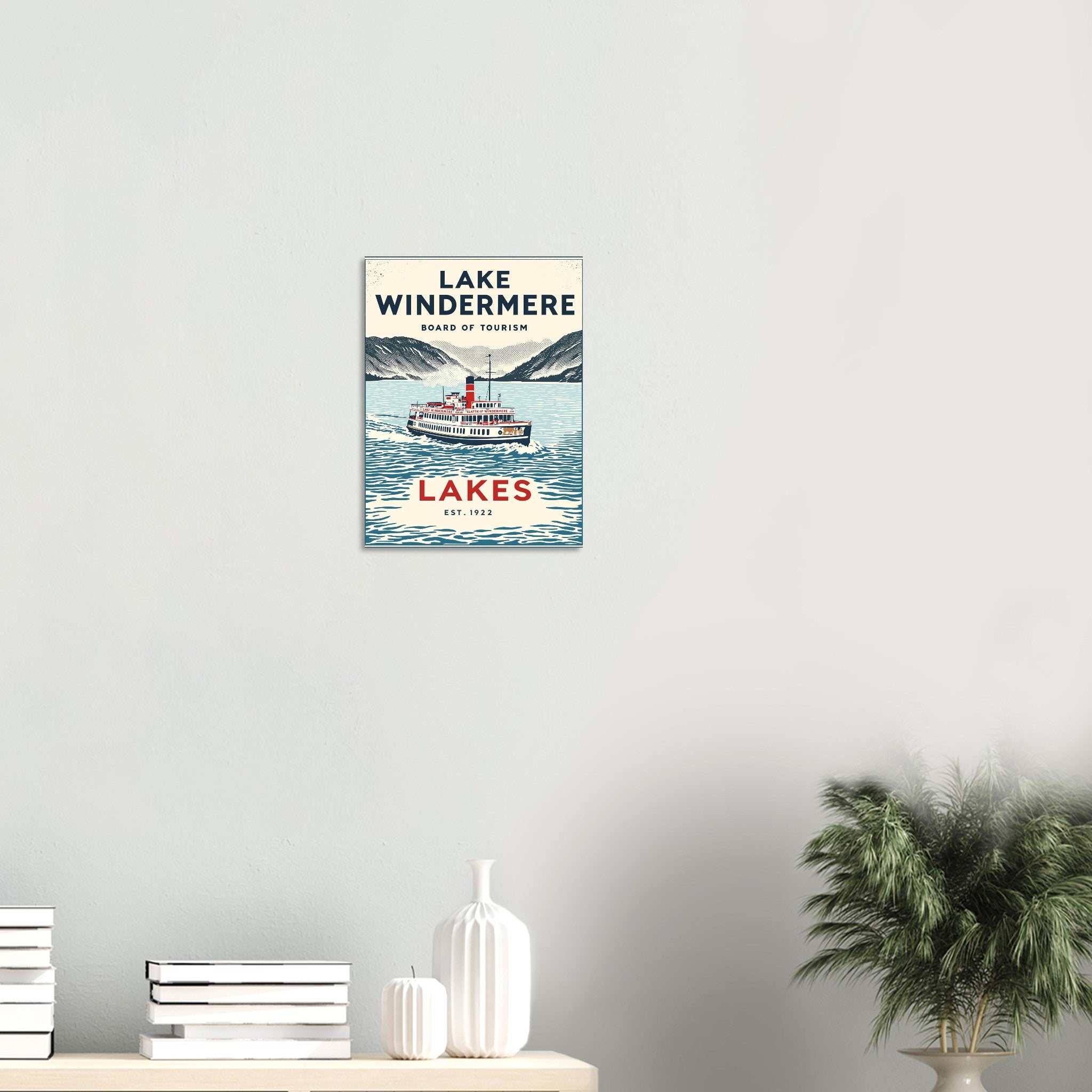 Lake Windermere Vintage Travel Poster Art Print — detail view | Wild Thread Co