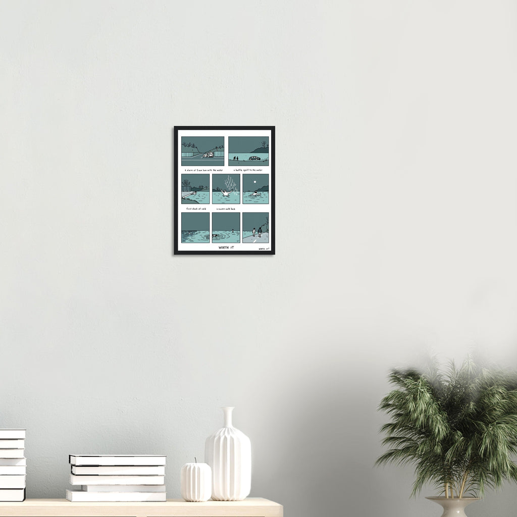 Gorpcore Wild Swimming Morning Ritual Framed Print Wall Art Ready to Framed Art Print — detail view | Wild Thread Co