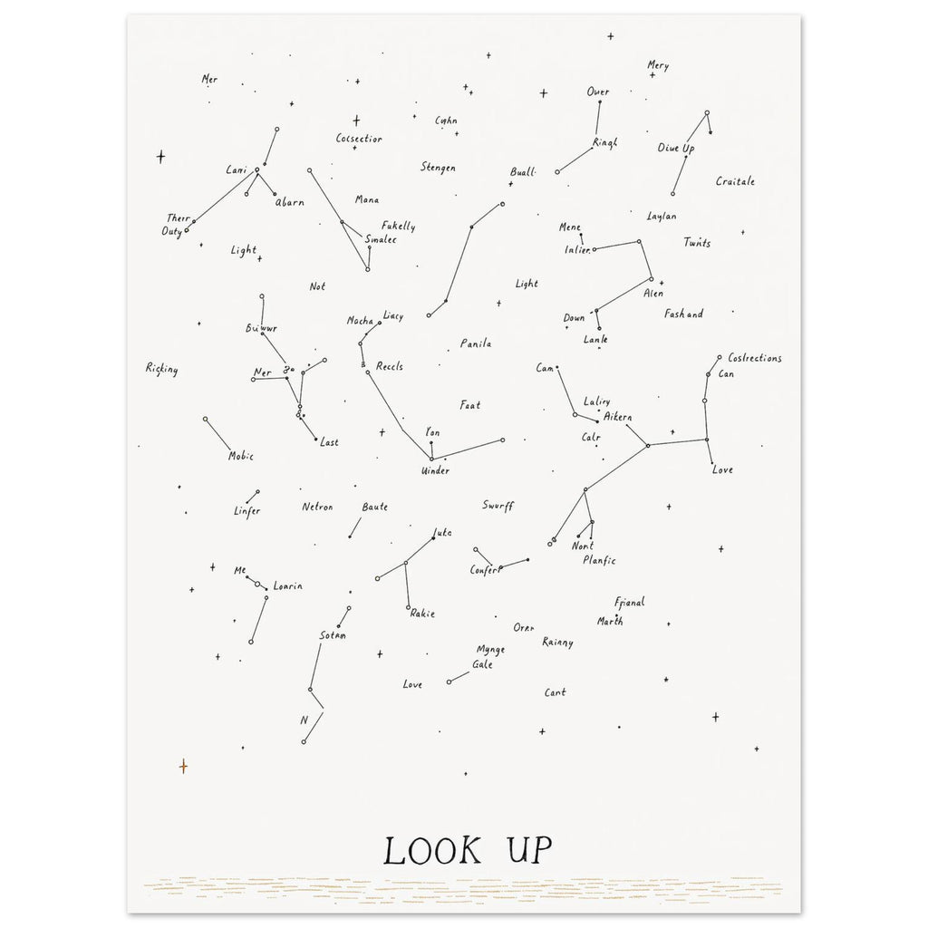Winter Night Sky Star Chart Art Print Art Print — detail view | Wild Thread Co