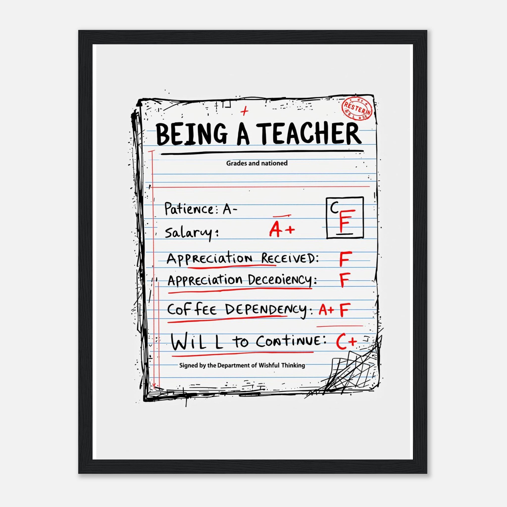 Teacher Framed Print Wall Art Ready to Hang UK Framed Art Print — detail view | Wild Thread Co