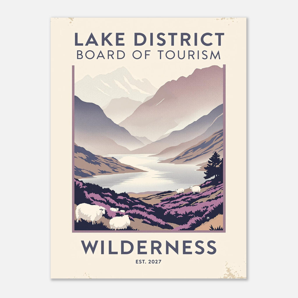 Lake District Vintage Travel Poster Art Print — detail view | Wild Thread Co