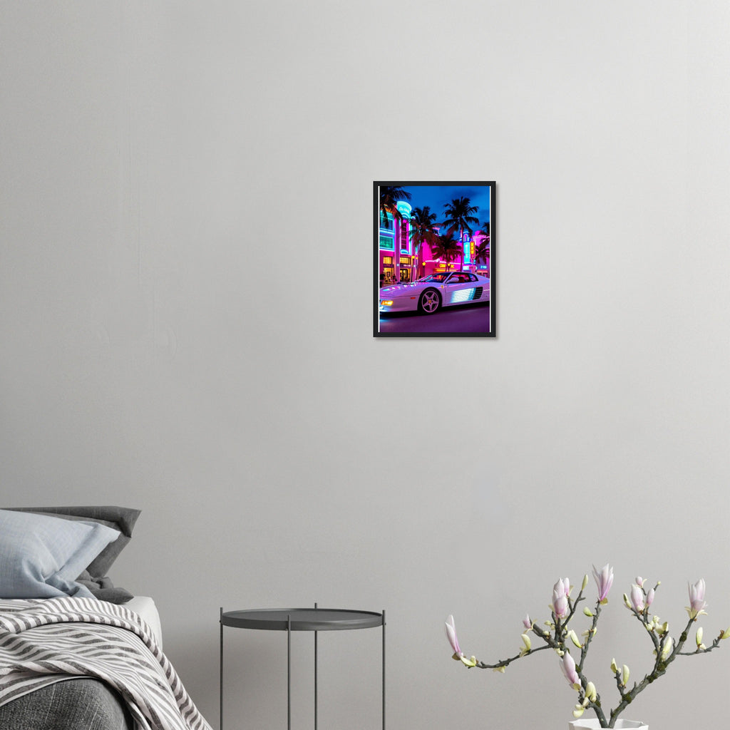 Ferrari Testarossa Miami Framed Art Print — detail view | Wild Thread Co