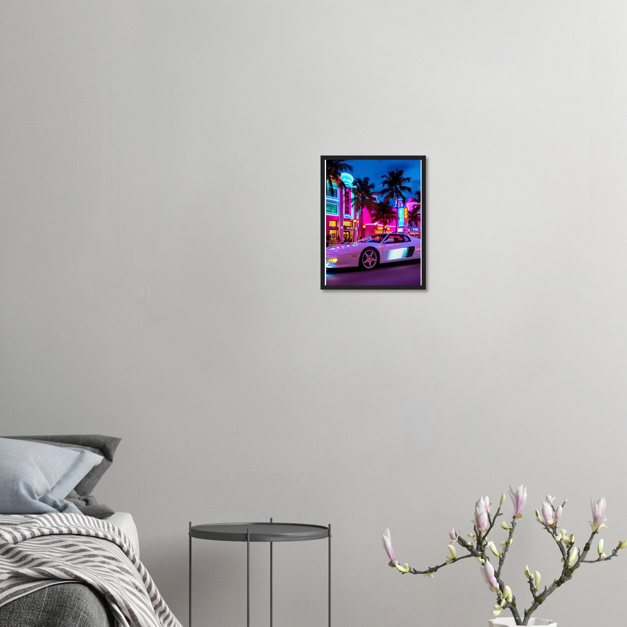 Ferrari Testarossa Miami Framed Art Print — detail view | Wild Thread Co