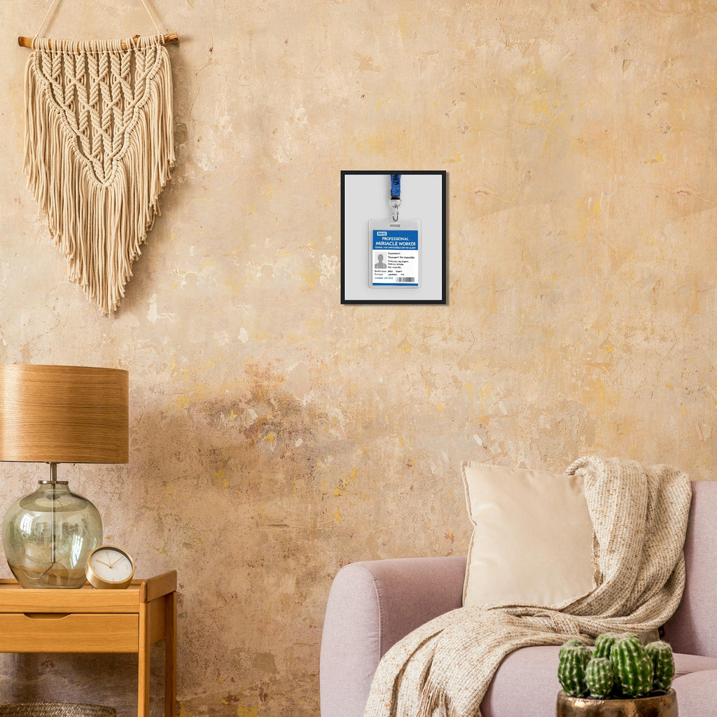 Nurse Nhs Id Card Spoof Framed Print Wall Art Ready to Hang UK Framed Art Print — detail view | Wild Thread Co