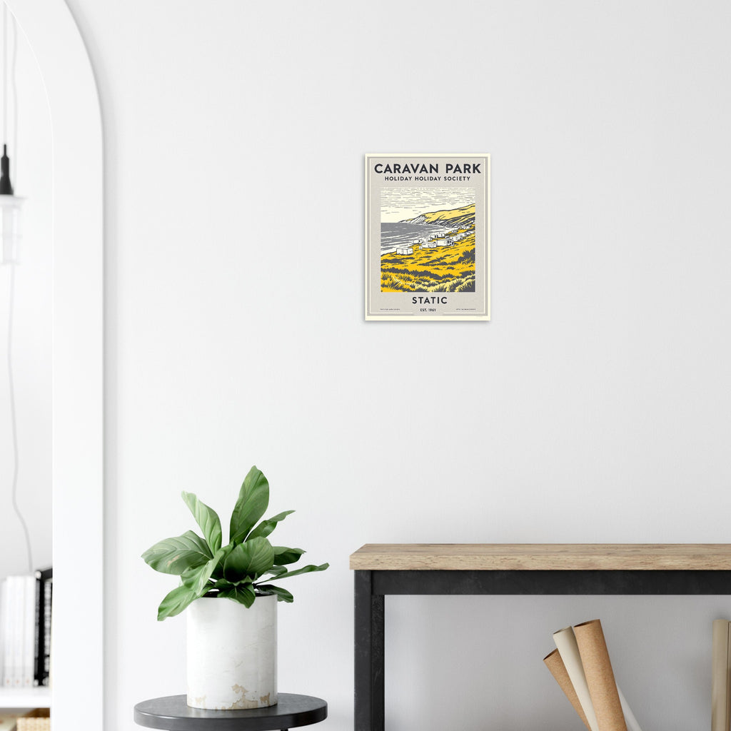 Caravan Park Vintage Travel Poster Art Print — detail view | Wild Thread Co