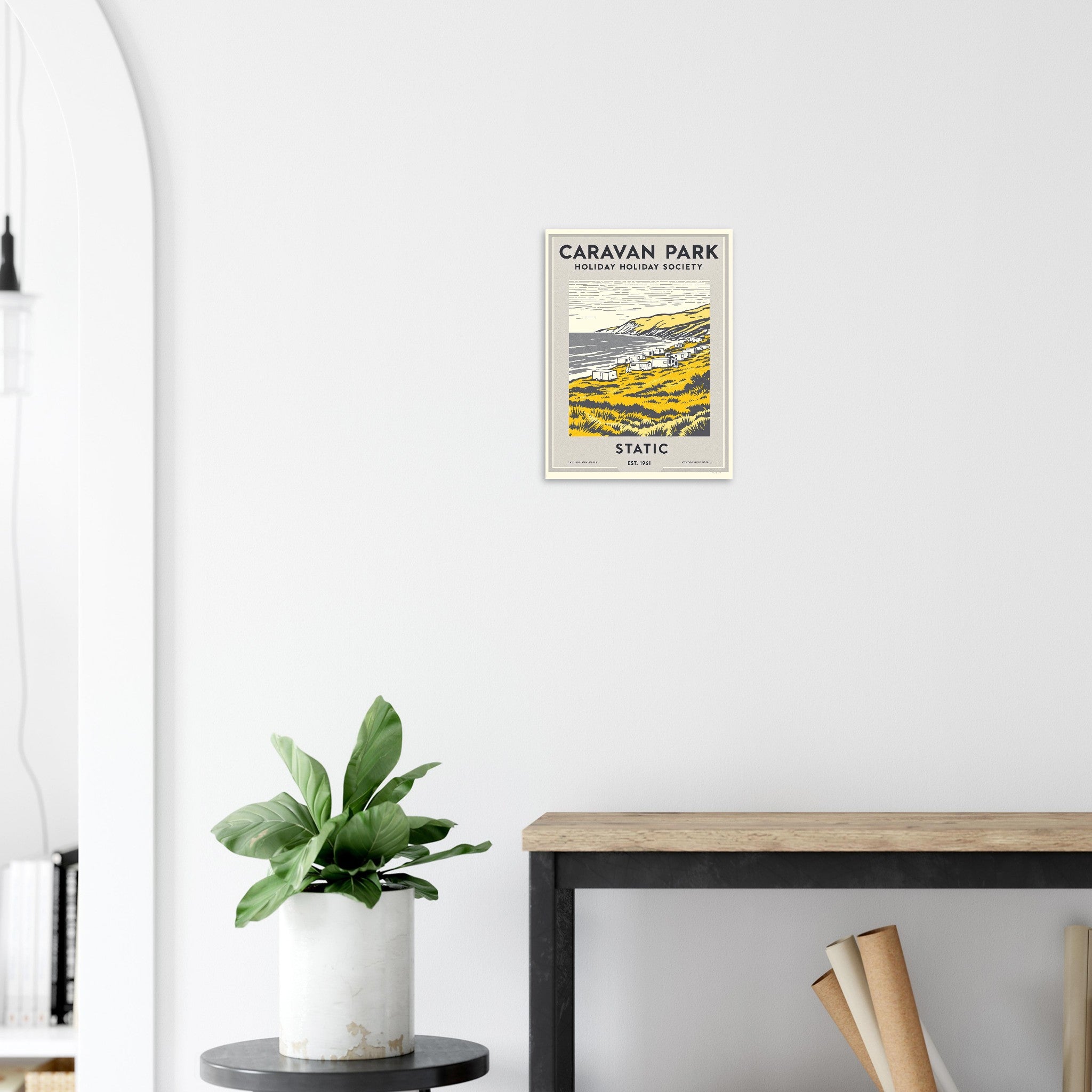 Caravan Park Vintage Travel Poster Art Print — detail view | Wild Thread Co