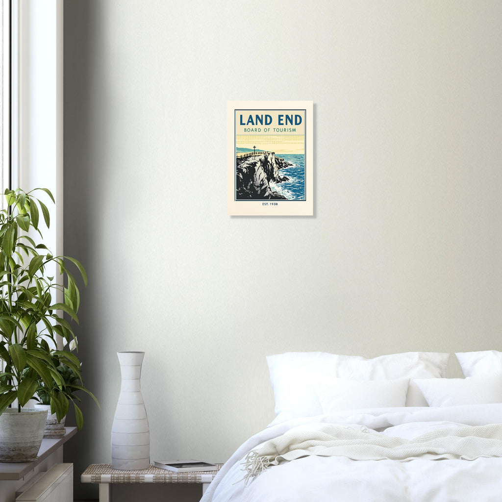 Land End Vintage Travel Poster Art Print — detail view | Wild Thread Co