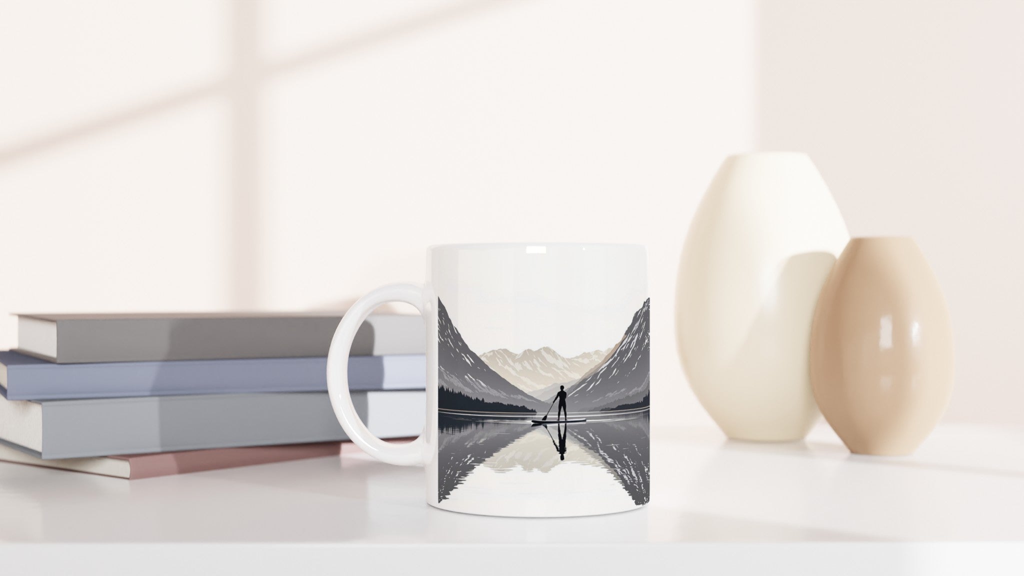 Canal Paddleboard Loch Reflection Dawn Mug — detail view | Wild Thread Co