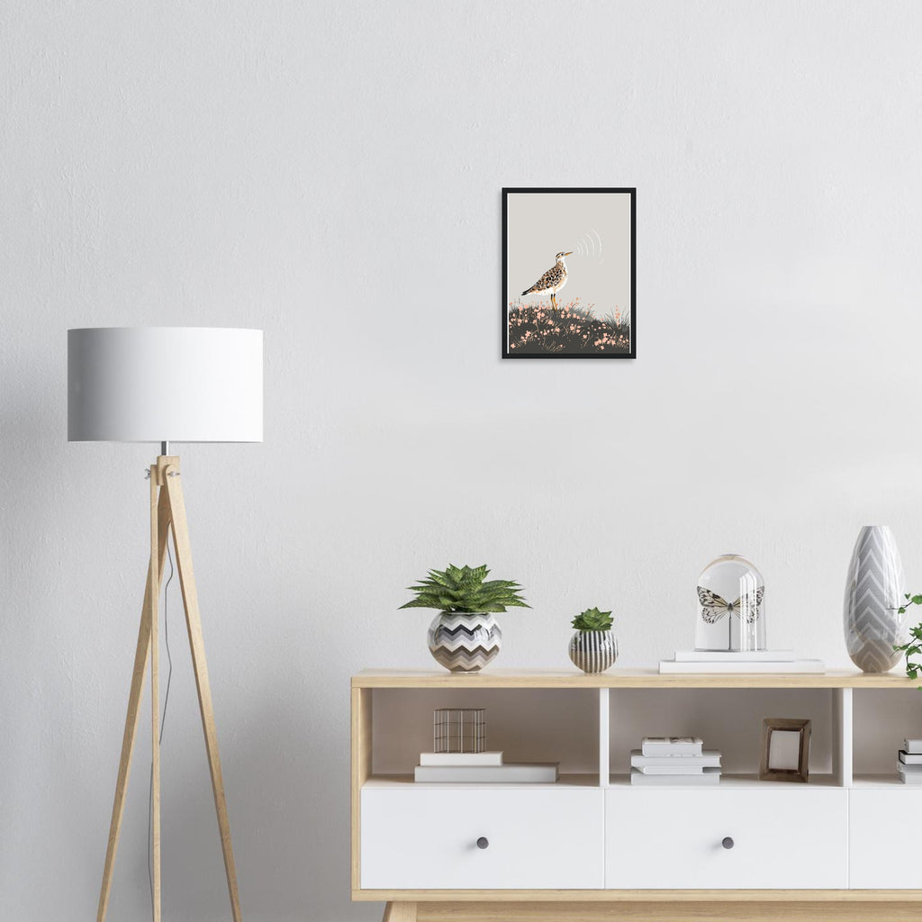 Curlew Calling Moorland Framed Art Print — detail view | Wild Thread Co