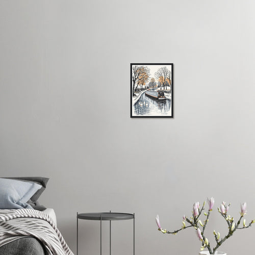 Canal Narrowboat Slow Down Framed Print — Framed Art Print | Wild Thread Co