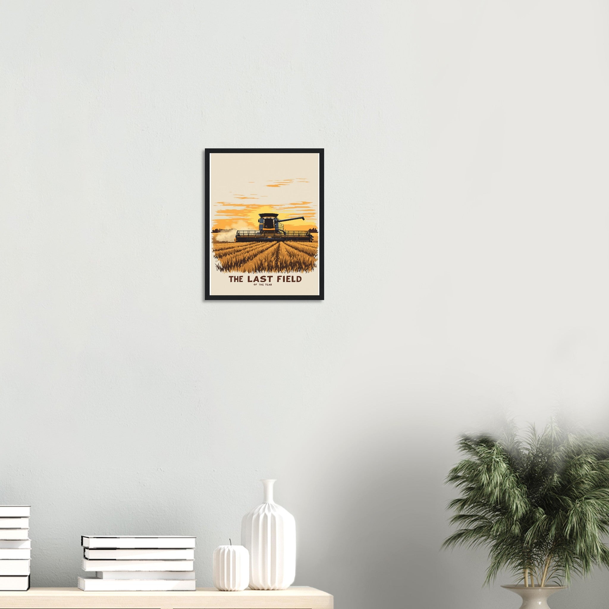 Combine Harvester Dusk Final Field Framed Print — Framed Art Print | Wild Thread Co