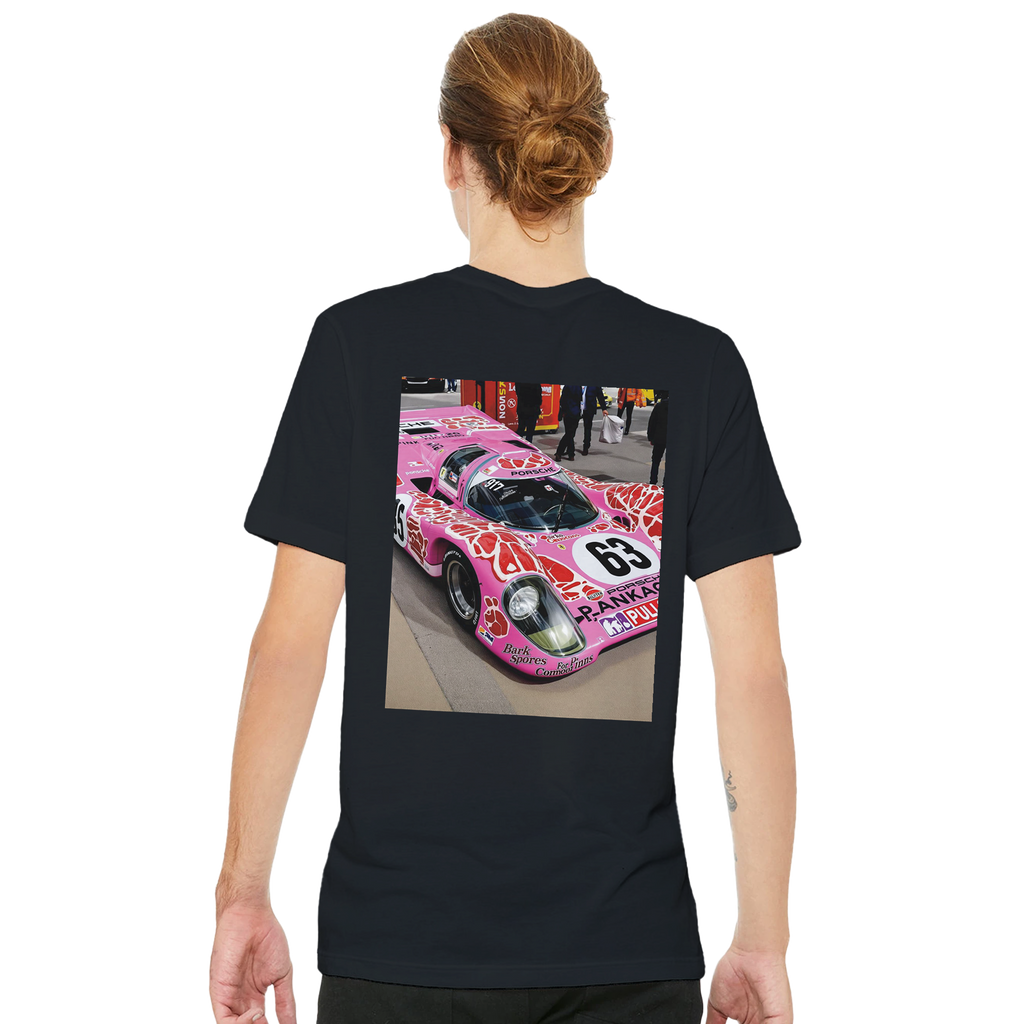 Porsche 917 Pink Pig T-Shirt — detail view | Wild Thread Co