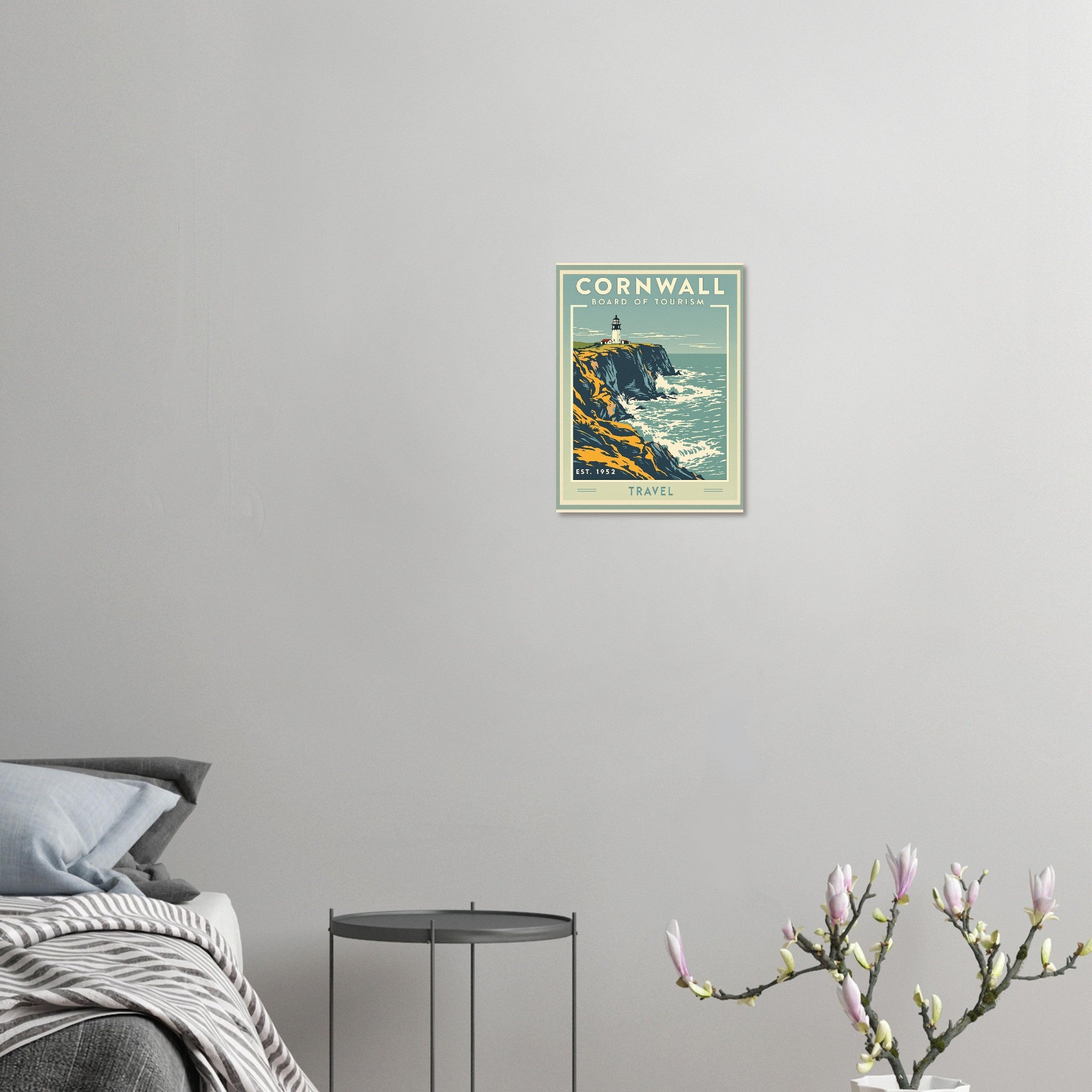 Cornwall Vintage Travel Poster Art Print — detail view | Wild Thread Co