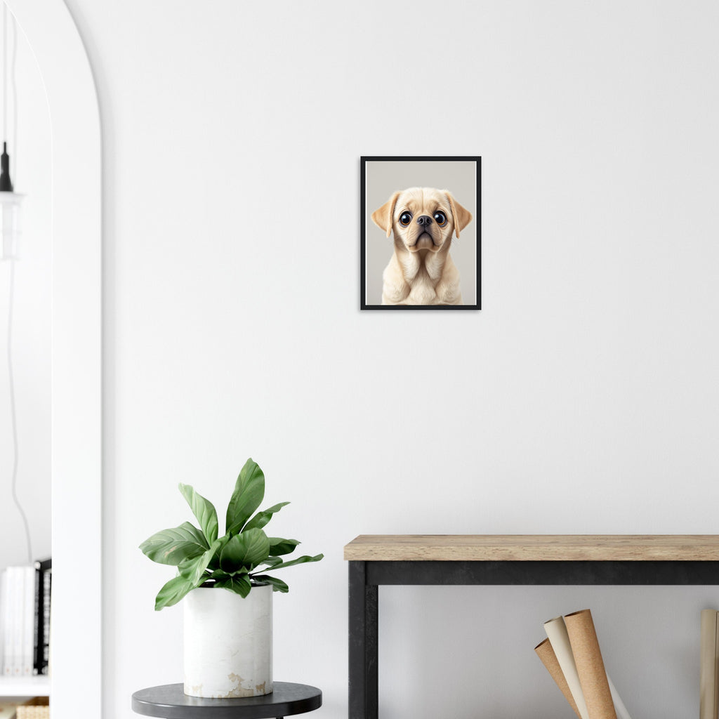 Labrador Puppy Eyes Framed Print Wall Art Ready to Hang UK Framed Art Print — detail view | Wild Thread Co
