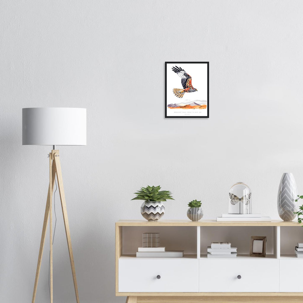 Red Kite Soaring Wales Conservation Framed Art Print — detail view | Wild Thread Co