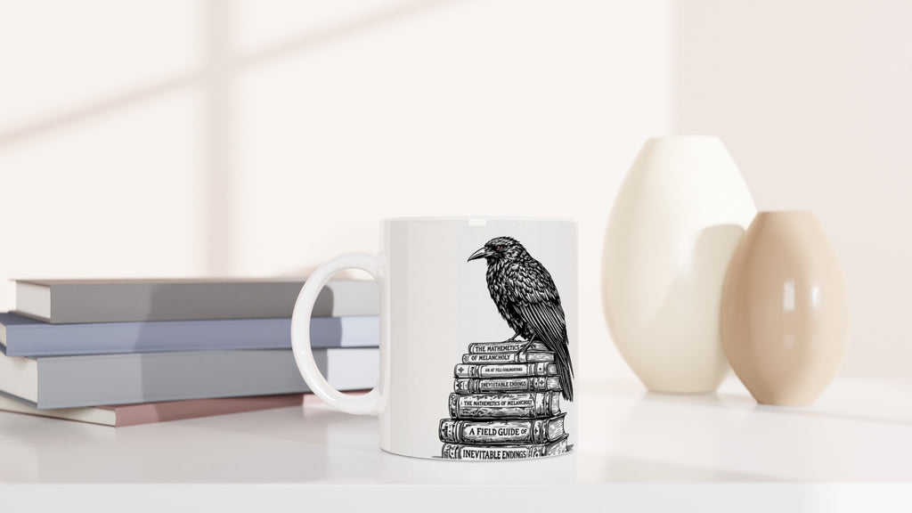 Dark Academia Raven Library Mug — detail view | Wild Thread Co