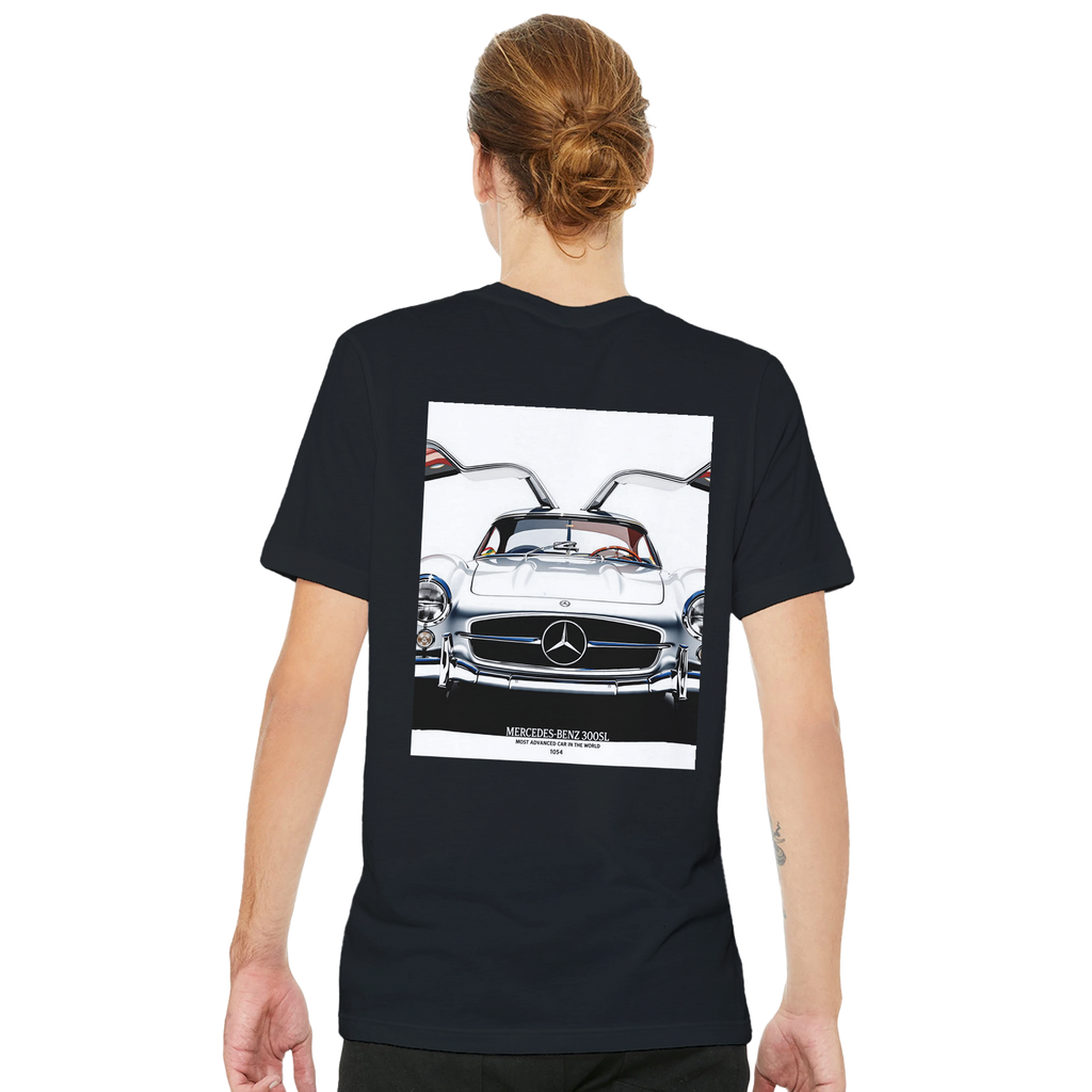 Mercedes 300sl Gullwing Open Silver T-Shirt — detail view | Wild Thread Co
