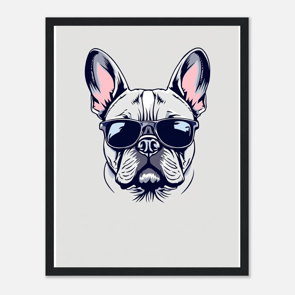 French Bulldog Cool Framed Print Wall Art Ready to Hang UK Framed Art Print — detail view | Wild Thread Co