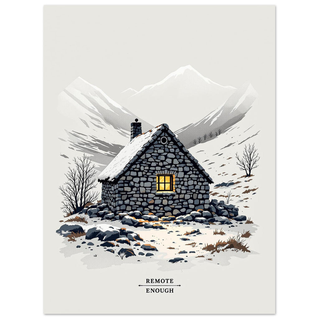 Mountain Bothy Art Wall Art UK Art Print Art Print — detail view | Wild Thread Co