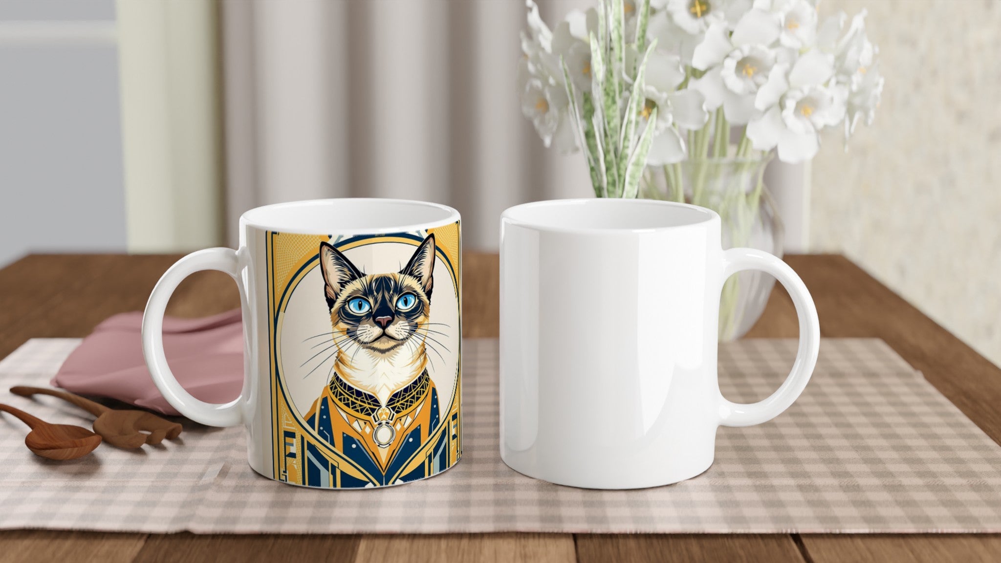 Siamese Cat Elegance Mug — detail view | Wild Thread Co